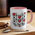 Love Tic-Tac-Toe Accent Mug — Cute Heart Game Ceramic Coffee Cup