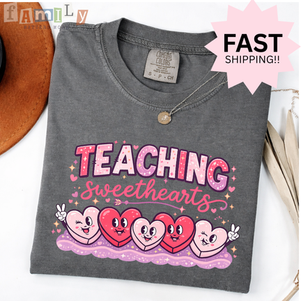 Teaching Sweethearts Shirt, Valentines Teacher Comfort Colors Tee, Cute Heart Teacher Valentine Shirt, Elementary Teacher Gift, Feb 14