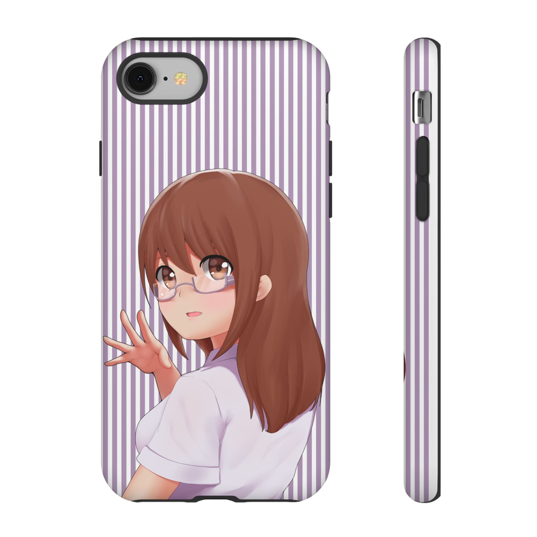 Galentines Day Striped lines mobile case, Glasses Anime Girl Stripe Iphone case | Tough Cases - Iphone, Samsung and Pixel Mobile cases