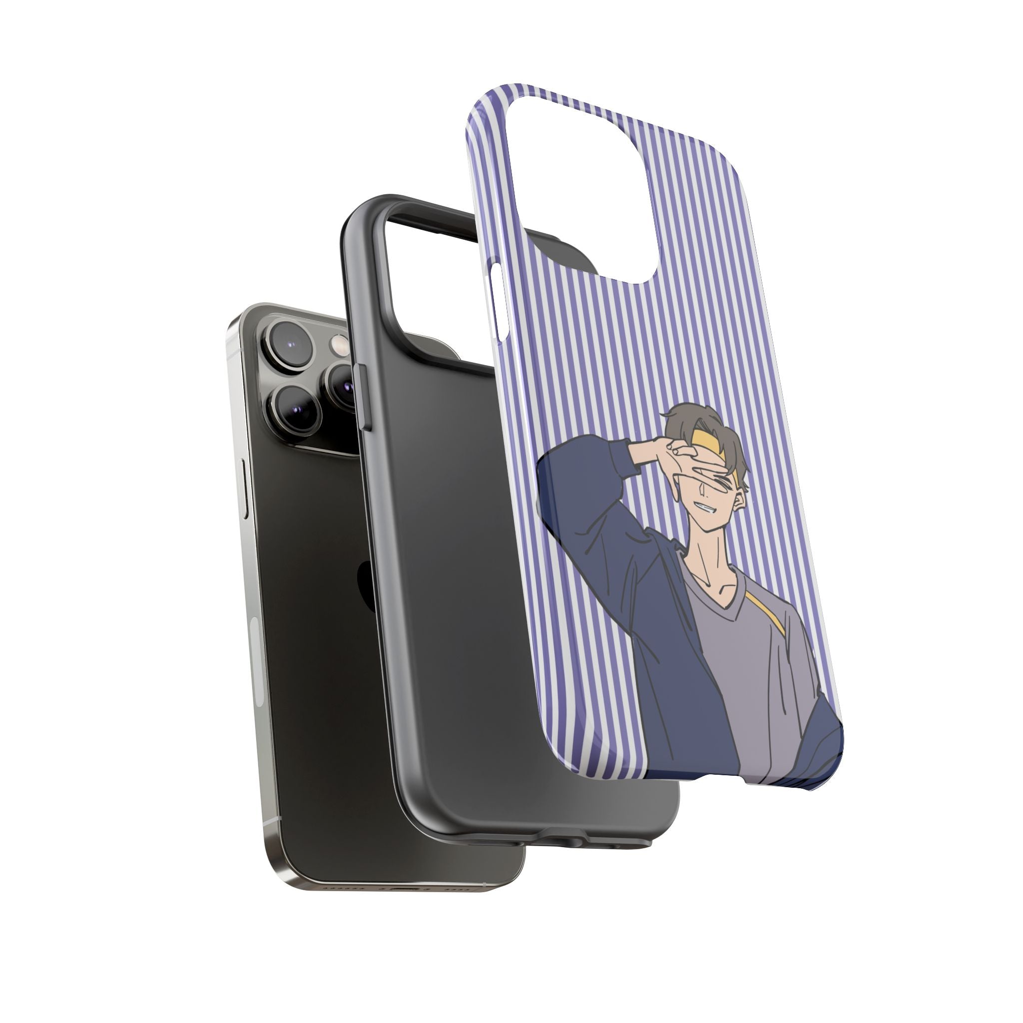 Casual Anime Guy Phone Case | Valentines Day Striped Lines phone case, Purple Stripe Iphone case - Iphone, Samsung and Pixel Mobile cases