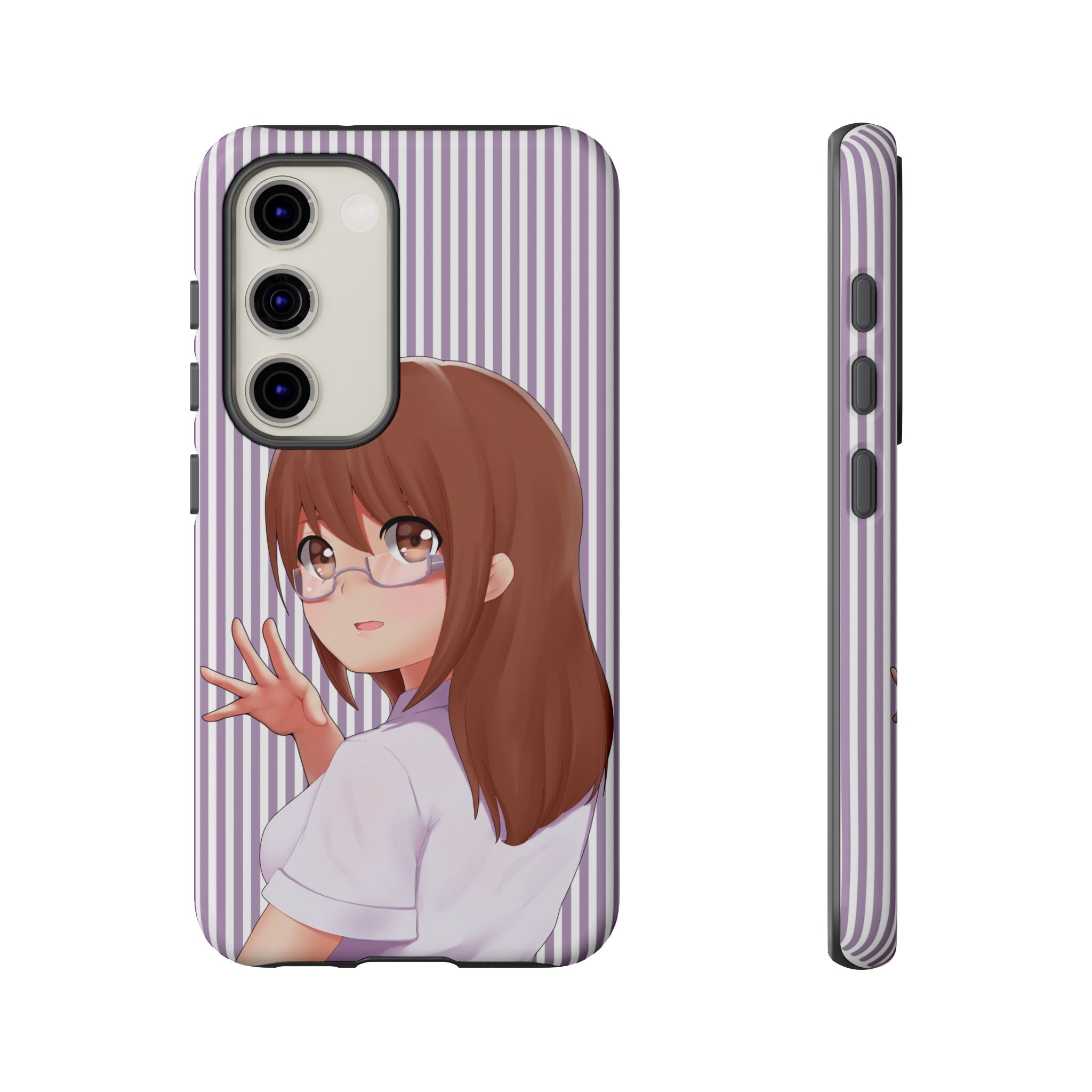 Galentines Day Striped lines mobile case, Glasses Anime Girl Stripe Iphone case | Tough Cases - Iphone, Samsung and Pixel Mobile cases