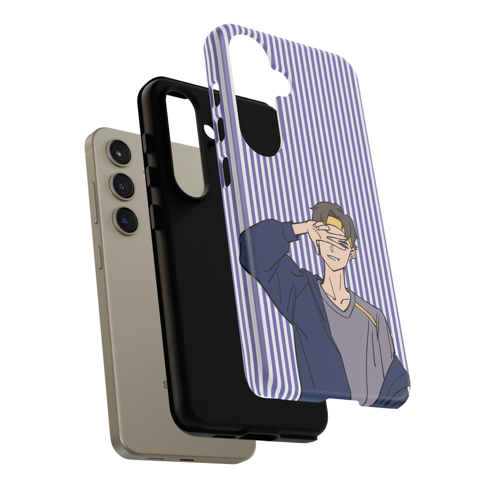 Casual Anime Guy Phone Case | Valentines Day Striped Lines phone case, Purple Stripe Iphone case - Iphone, Samsung and Pixel Mobile cases