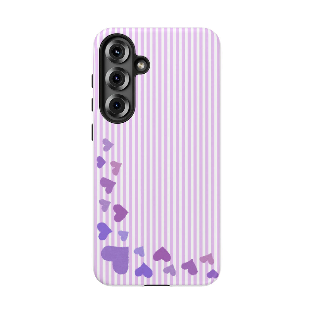 Valentines Day Striped hearts phone case, Purple Heart Floral Stripe Iphone case | Tough Cases - Iphone, Samsung and Pixel Mobile cases