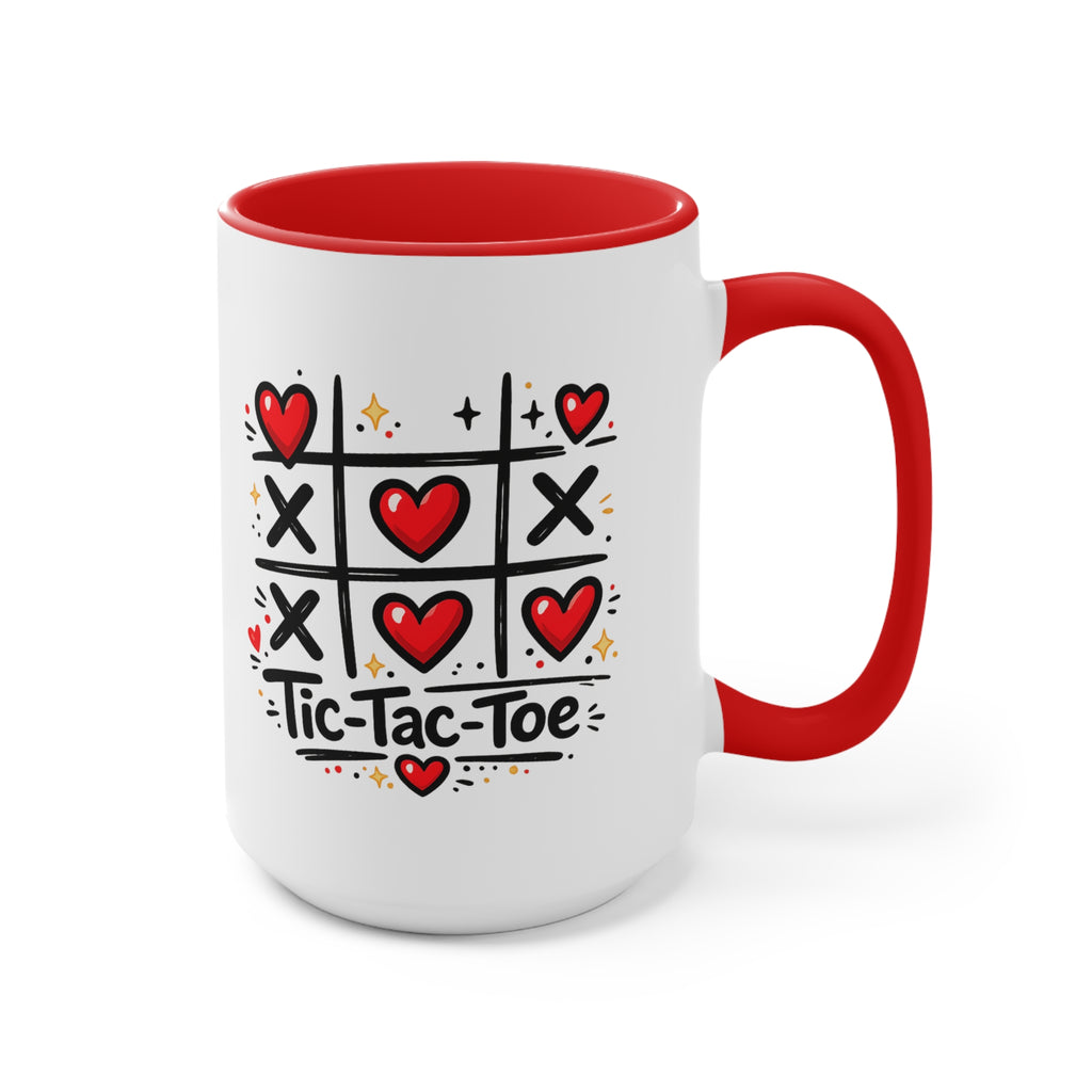 Love Tic-Tac-Toe Accent Mug — Cute Heart Game Ceramic Coffee Cup