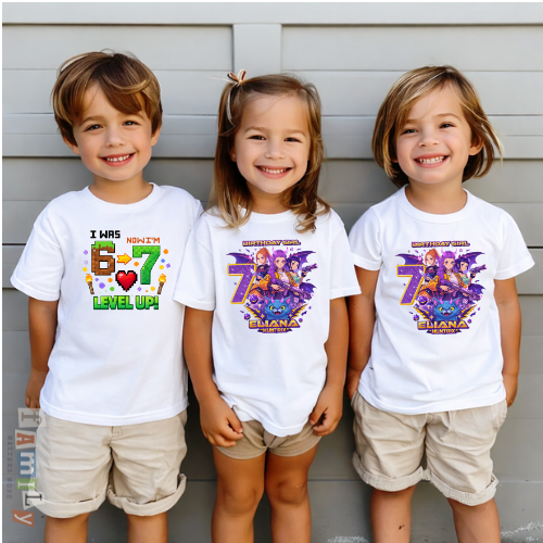 Custom Huntrix Birthday Girl Shirt, Personalized 7th Birthday Tee, Kpop Party T-Shirt for Girls, Custom Name Youth Shirt, Unisex Kids Graphic Tee, Birthday Outfit