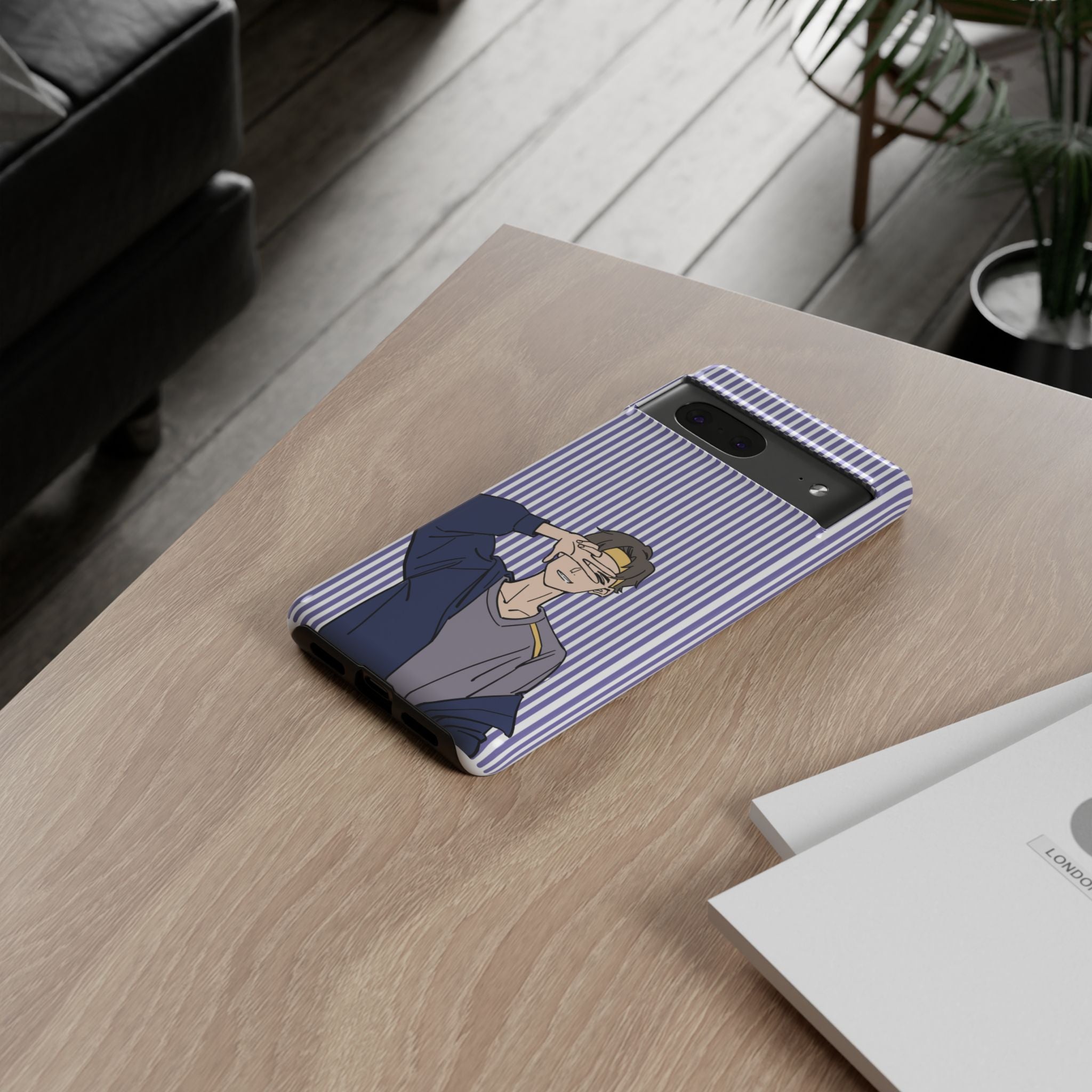 Casual Anime Guy Phone Case | Valentines Day Striped Lines phone case, Purple Stripe Iphone case - Iphone, Samsung and Pixel Mobile cases