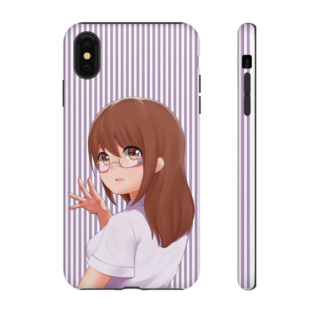 Galentines Day Striped lines mobile case, Glasses Anime Girl Stripe Iphone case | Tough Cases - Iphone, Samsung and Pixel Mobile cases