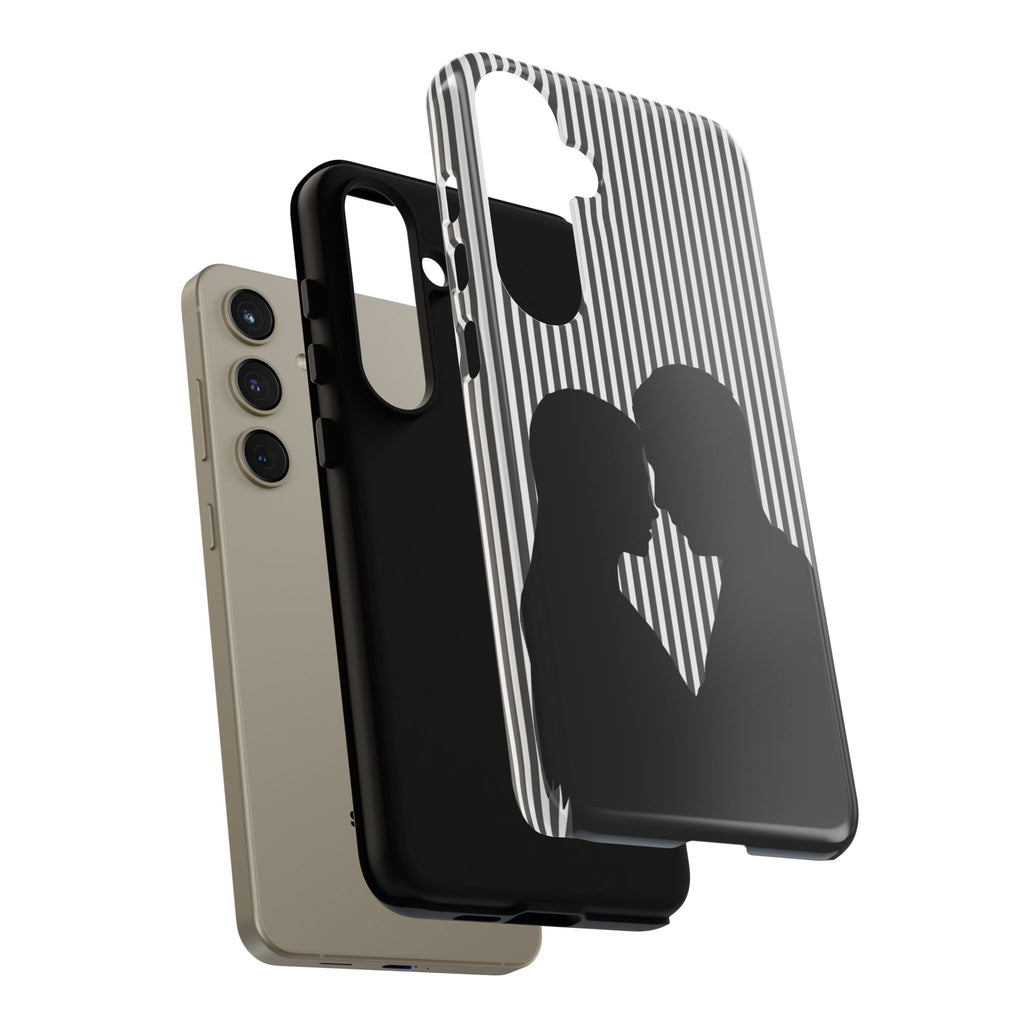 Silhouette Couple Phone Case | Galentines Day Striped Black and white phone case, Stripe Iphone case - Iphone, Samsung and Pixel Mobile case