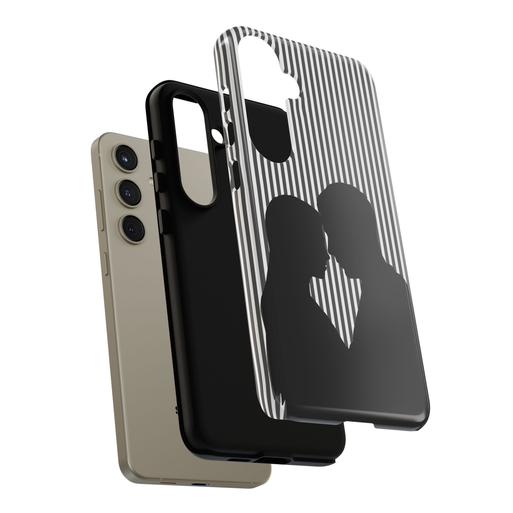 Silhouette Couple Phone Case | Galentines Day Striped Black and white phone case, Stripe Iphone case - Iphone, Samsung and Pixel Mobile case