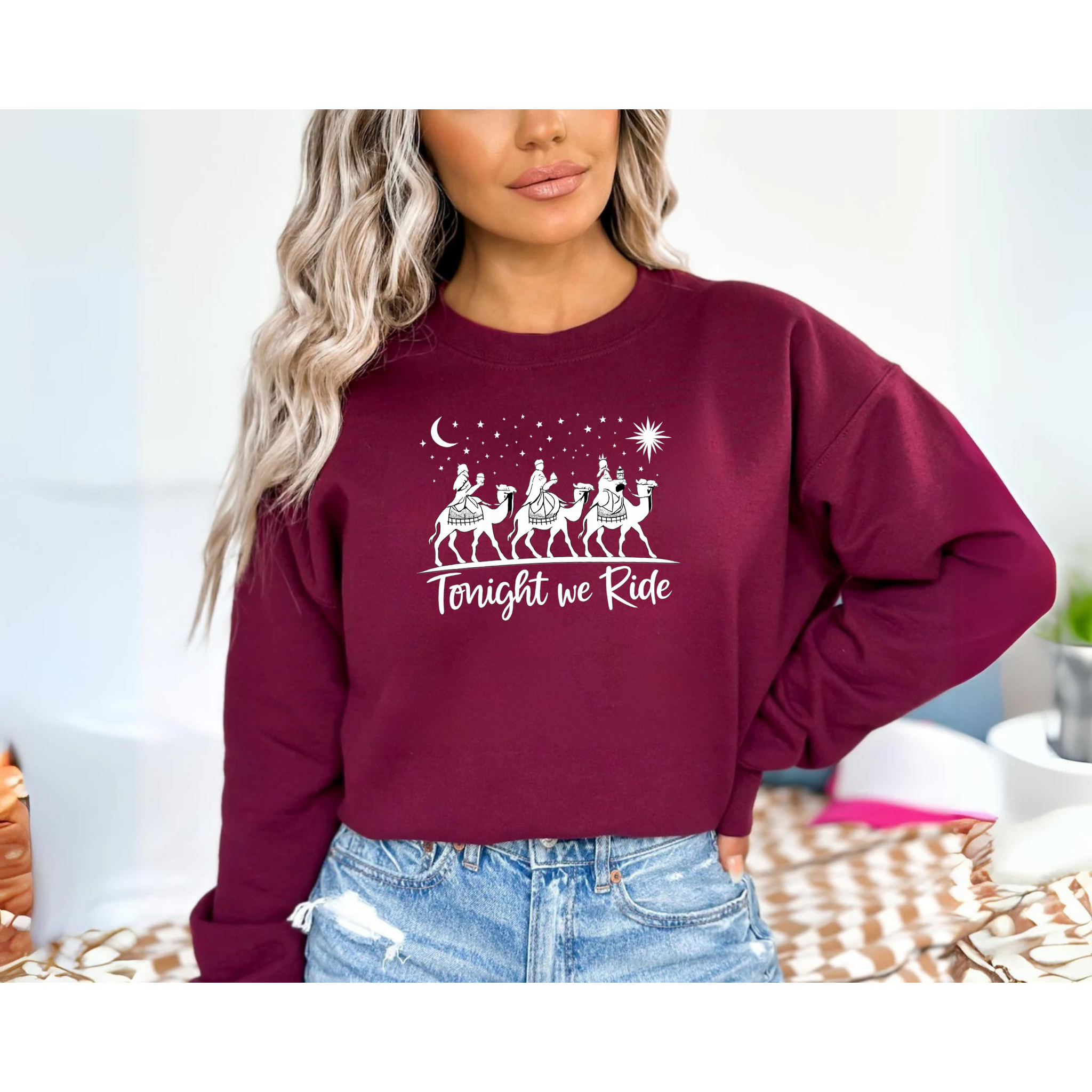Tonight We Ride Sweatshirt Hoodie, Three Wise Men Crewneck, Epiphany Shirt, Nativity Magi Camel Graphic, Christian Christmas Sweatshirt, Unisex Adult Youth Holiday Gift