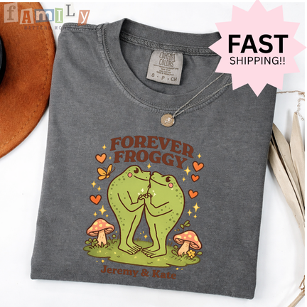 Custom Frog Couple Shirt | Forever Froggy T-Shirt | Personalized Names Tee | Cute Valentine Gift for Couples | Anniversary Shirt
