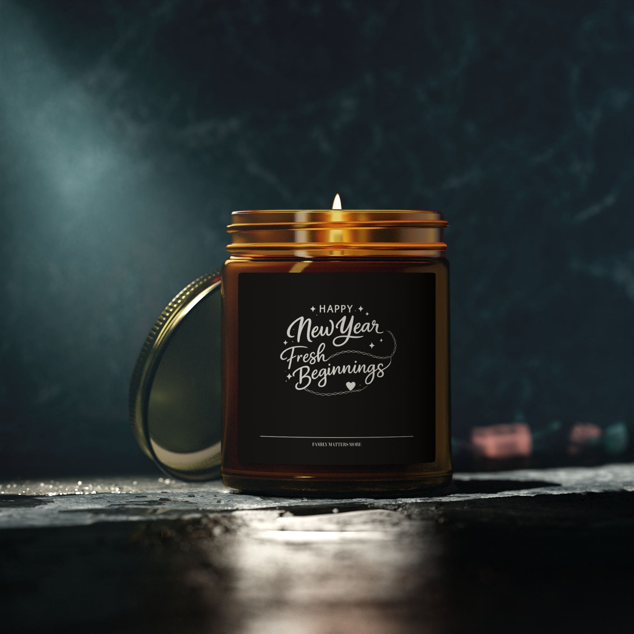 Happy New Year Fresh Beginnings Candle, Scented Soy Candle 4oz 9oz, New Years Eve Gift, Jar Candle
