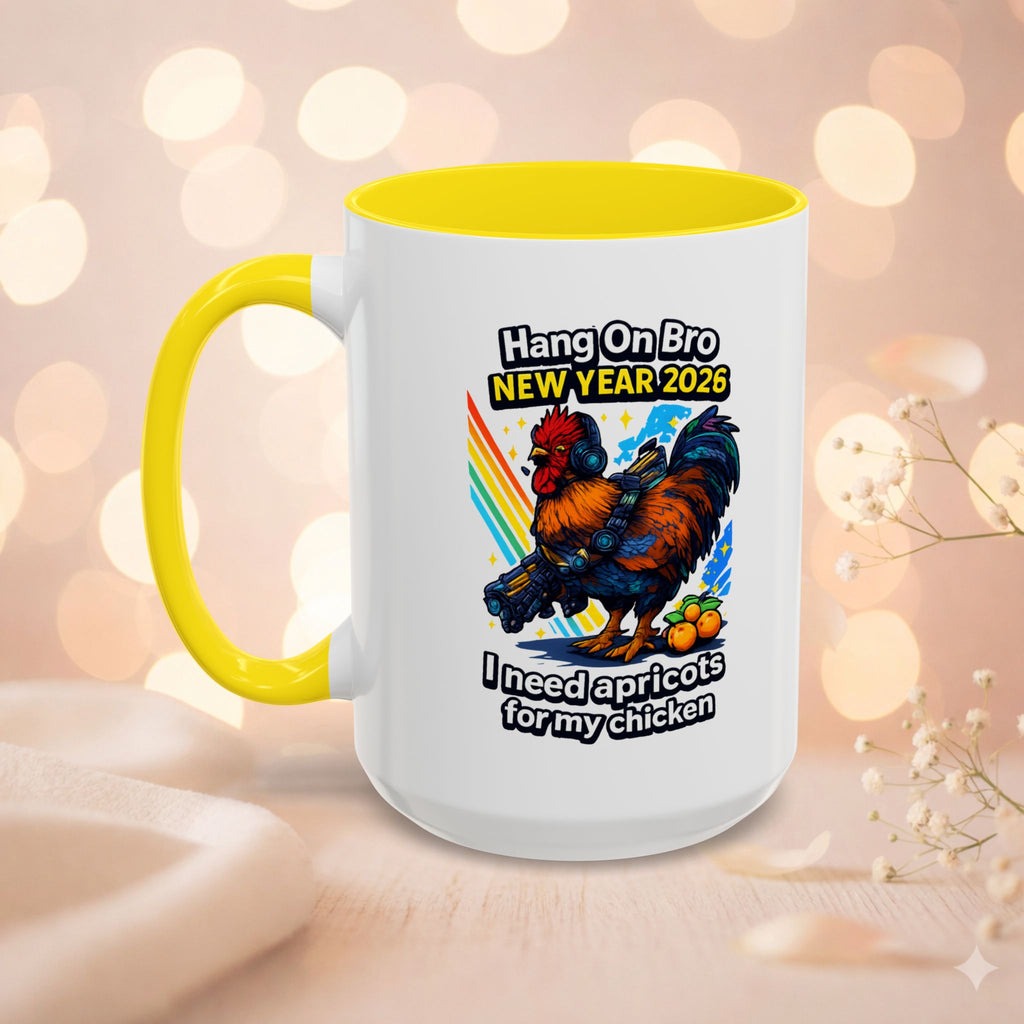 Hang On Bro 2026 Apricots Mug, Funny Rooster Gamer Coffee Mug 15oz Accent Cup, Arc Raiders Inspired Gift for Brother