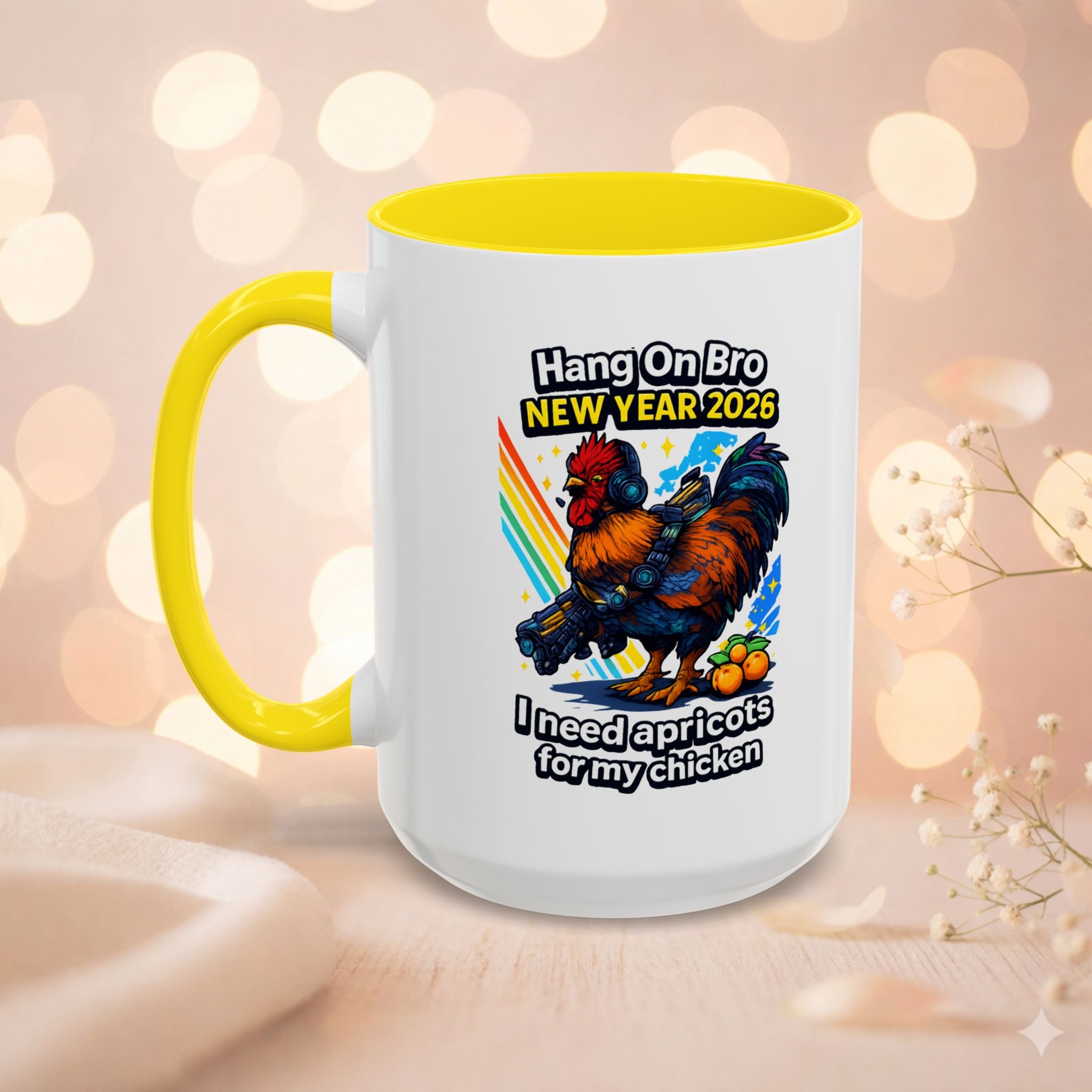 Hang On Bro 2026 Apricots Mug, Funny Rooster Gamer Coffee Mug 15oz Accent Cup, Arc Raiders Inspired Gift for Brother