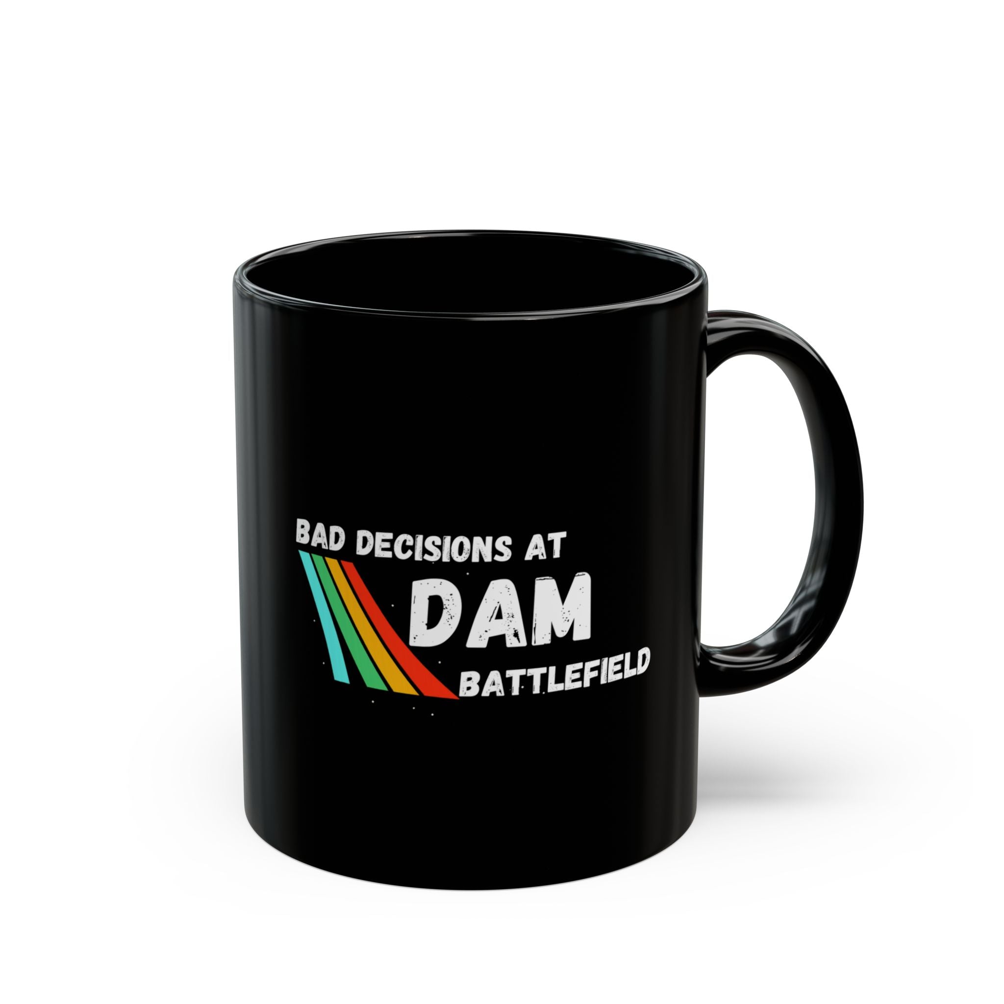 Bad Decisions At Dam Battlefield Mug, Funny Gamer Coffee Mug 11oz 15oz, Retro Rainbow Gaming Gift for Brother