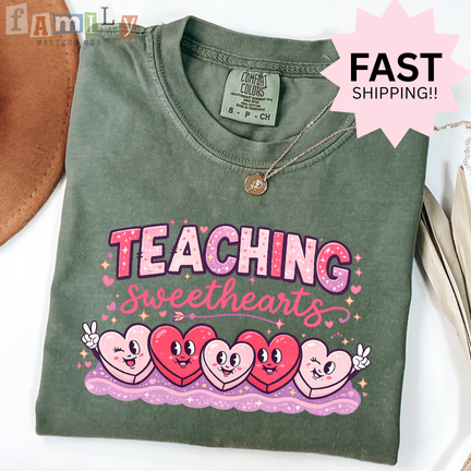 Teaching Sweethearts Shirt, Valentines Teacher Comfort Colors Tee, Cute Heart Teacher Valentine Shirt, Elementary Teacher Gift, Feb 14