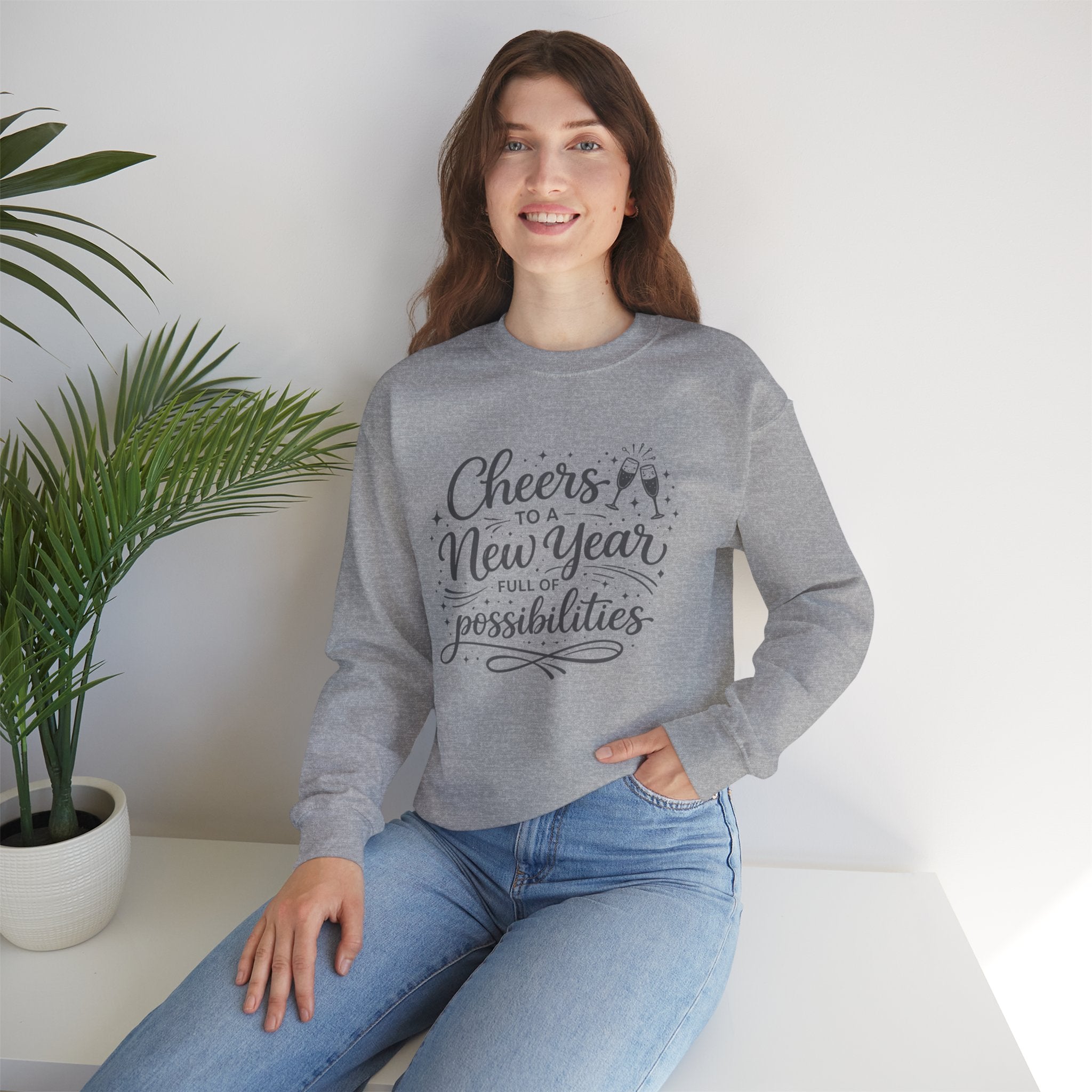 Cheers To A New Year Sweatshirt, Full Of Possibilities Hoodie, Champagne NYE Crewneck, Unisex Adult Youth