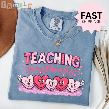 Teaching Sweethearts Shirt, Valentines Teacher Comfort Colors Tee, Cute Heart Teacher Valentine Shirt, Elementary Teacher Gift, Feb 14