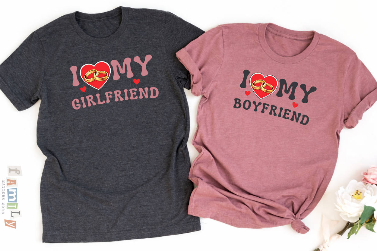 Matching Valentine Couple Shirts, I Love My Girlfriend Boyfriend Tees, Cute Couples Valentine Day Outfit, His and Hers Matching Shirts, Anniversary Gift for Him Her, Boyfriend Girlfriend Shirt Set, Unisex Graphic Tee