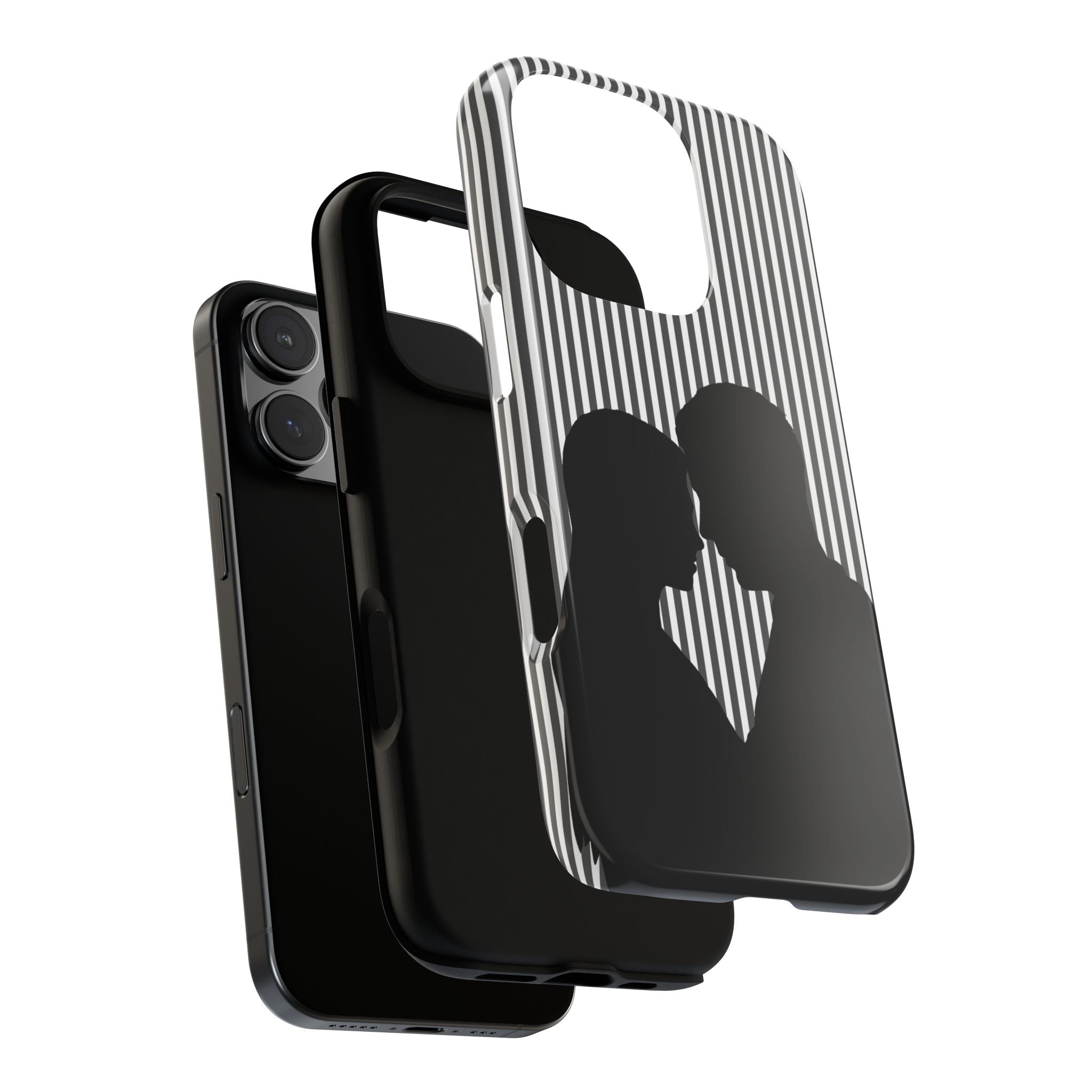 Silhouette Couple Phone Case | Galentines Day Striped Black and white phone case, Stripe Iphone case - Iphone, Samsung and Pixel Mobile case