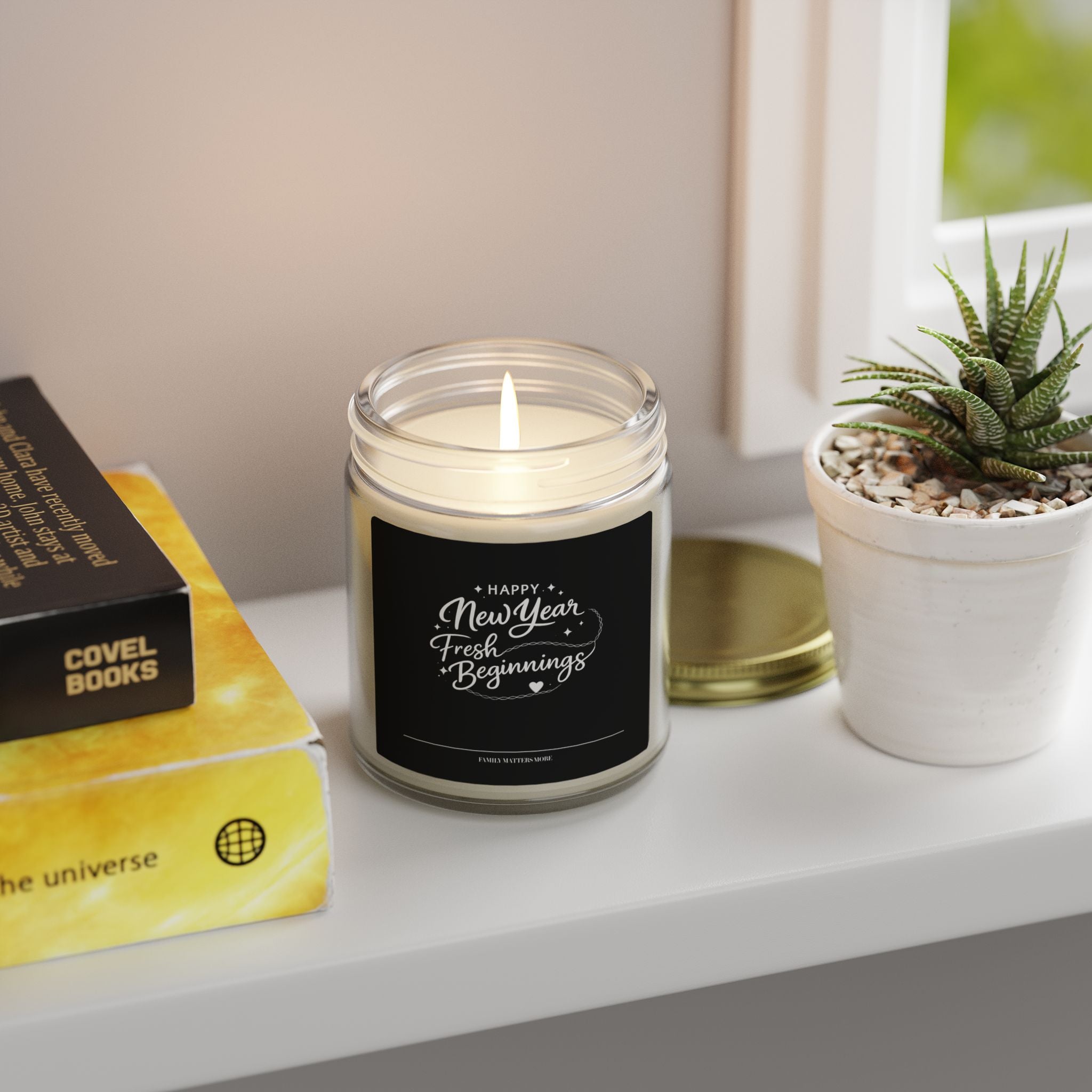 Happy New Year Fresh Beginnings Candle, Scented Soy Candle 4oz 9oz, New Years Eve Gift, Jar Candle