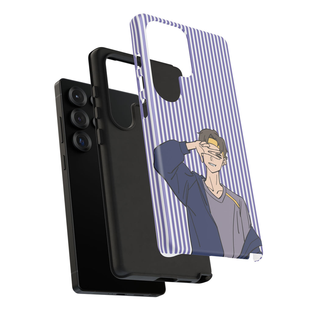 Casual Anime Guy Phone Case | Valentines Day Striped Lines phone case, Purple Stripe Iphone case - Iphone, Samsung and Pixel Mobile cases