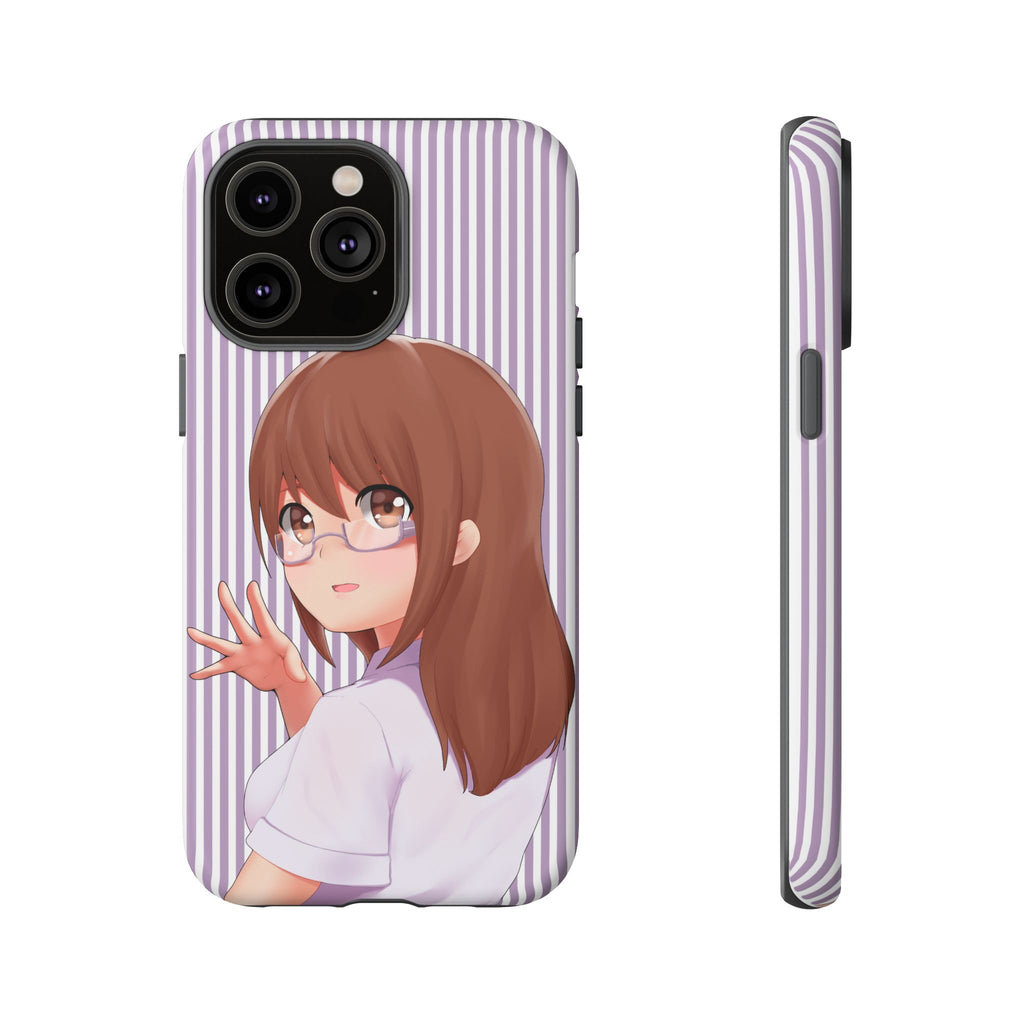 Galentines Day Striped lines mobile case, Glasses Anime Girl Stripe Iphone case | Tough Cases - Iphone, Samsung and Pixel Mobile cases