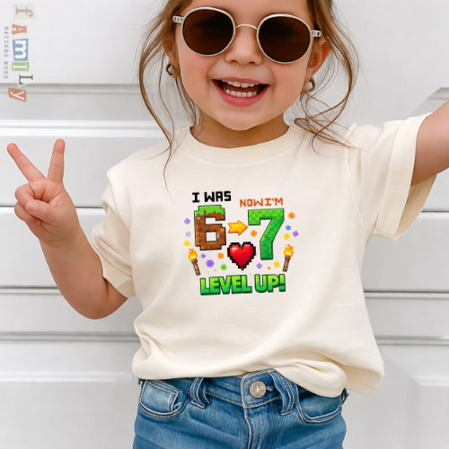 I Was 6 Now I’m 7 Gamer Birthday Shirt, Level Up 7th Birthday Tee, Video Game Party Shirt for Boys Girls, Pixel Gaming Birthday Outfit, Seven Birthday Gift Shirt