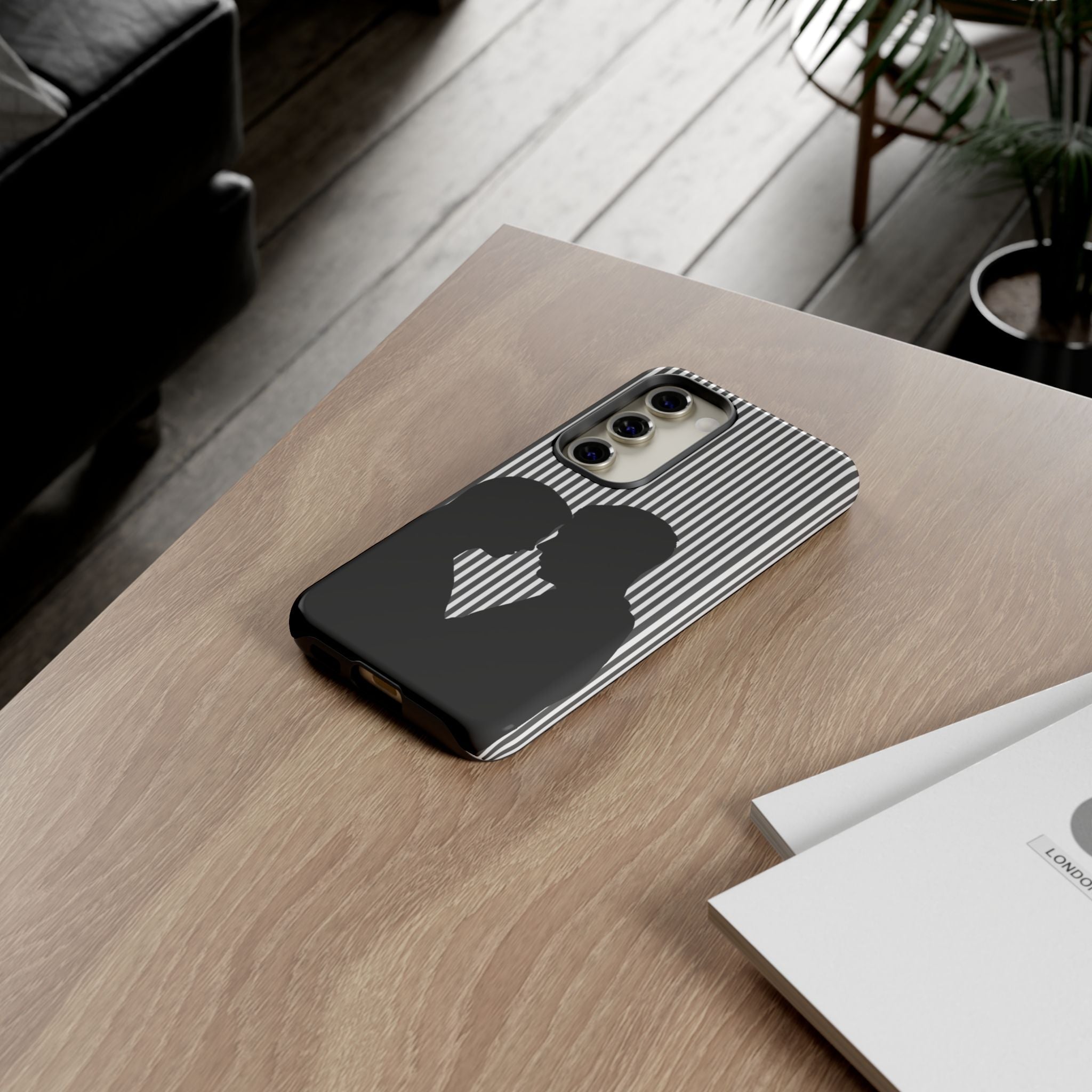 Silhouette Couple Phone Case | Galentines Day Striped Black and white phone case, Stripe Iphone case - Iphone, Samsung and Pixel Mobile case
