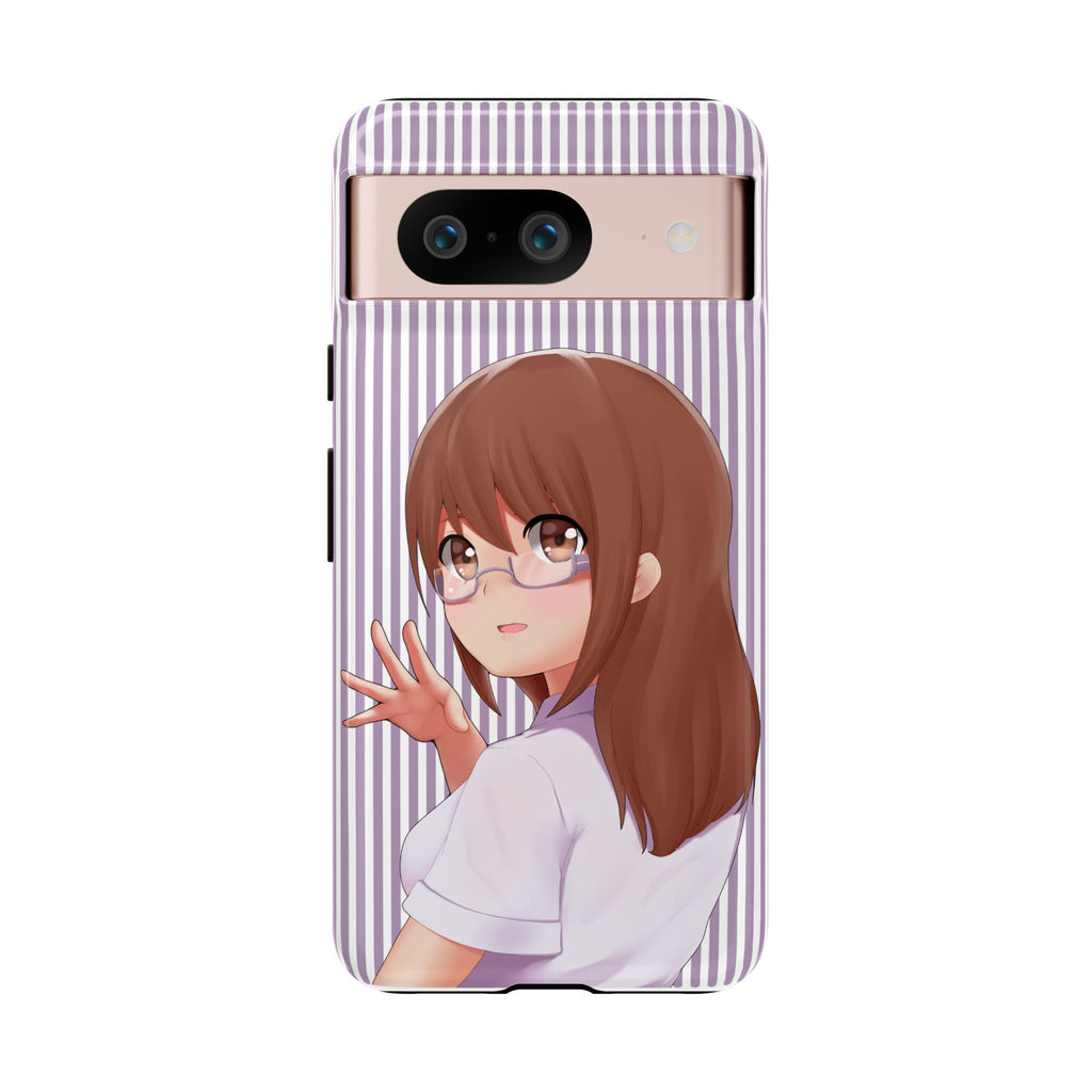 Galentines Day Striped lines mobile case, Glasses Anime Girl Stripe Iphone case | Tough Cases - Iphone, Samsung and Pixel Mobile cases