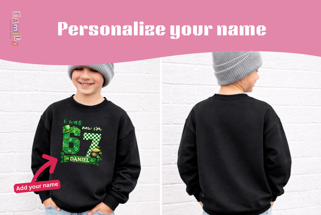 I Was 6 Now I’m 7 St. Patrick's Day Shirt, Personalized Name 7th Birthday Boy Tee, Youth Kids Sports Party Gift, Custom Age