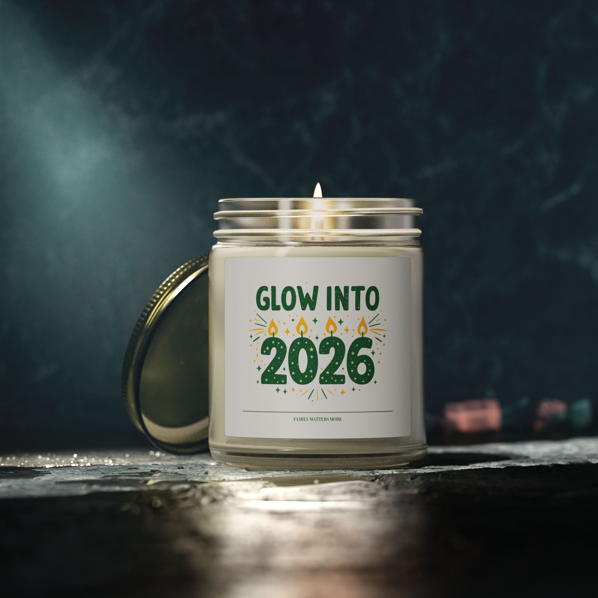 Glow Into 2026 Candle, Happy New Year Scented Soy Candle 4oz 9oz, Hand Poured Jar Candle, NYE Gift