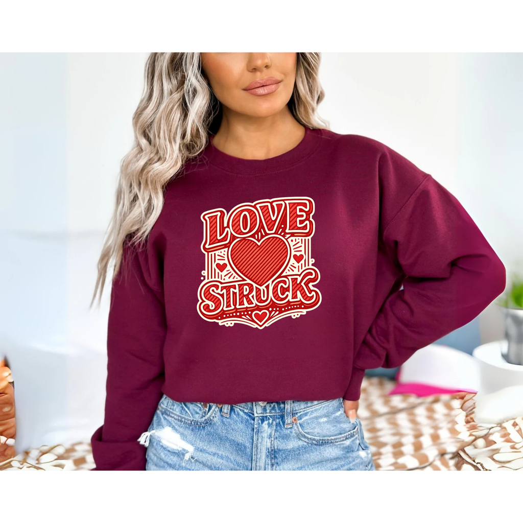 Love Struck Sweatshirt | Valentine’s Day Crewneck | Cute Heart Graphic Hoodie | Romantic Gift for Her Him | Couples Outfit