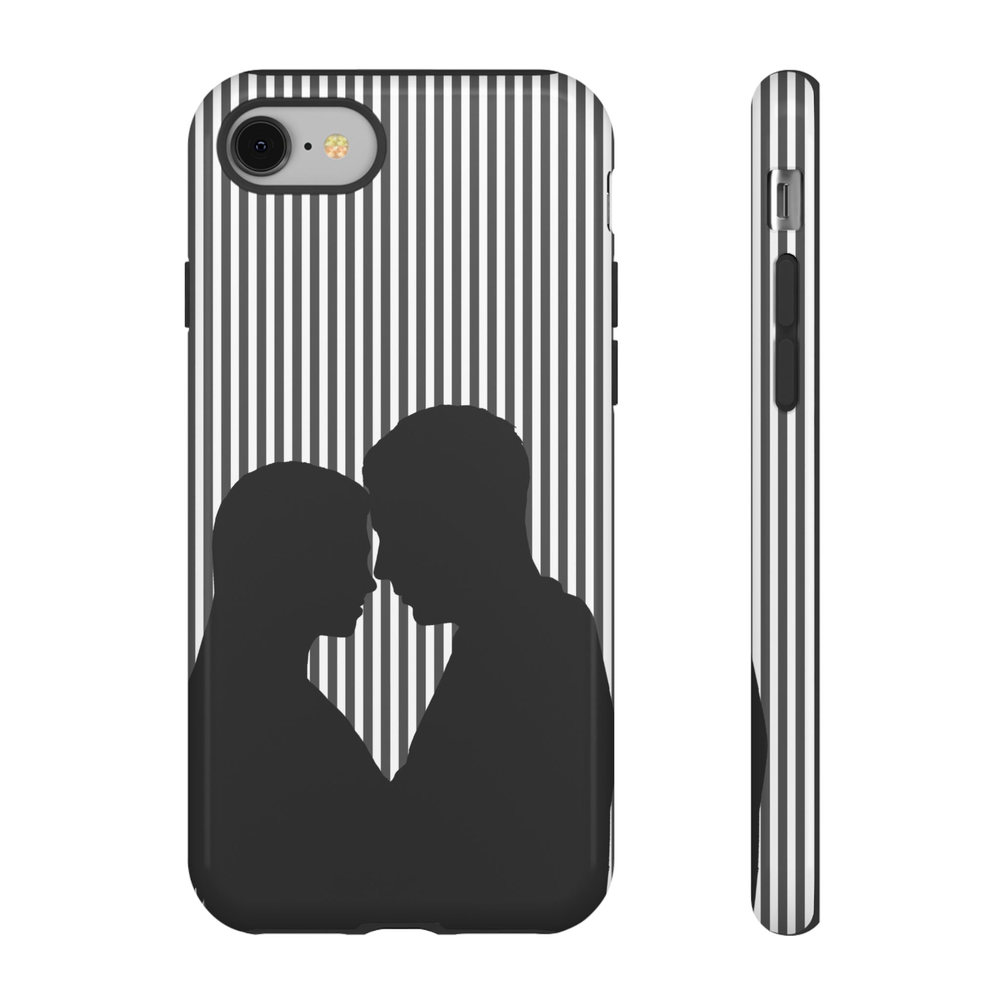Silhouette Couple Phone Case | Galentines Day Striped Black and white phone case, Stripe Iphone case - Iphone, Samsung and Pixel Mobile case