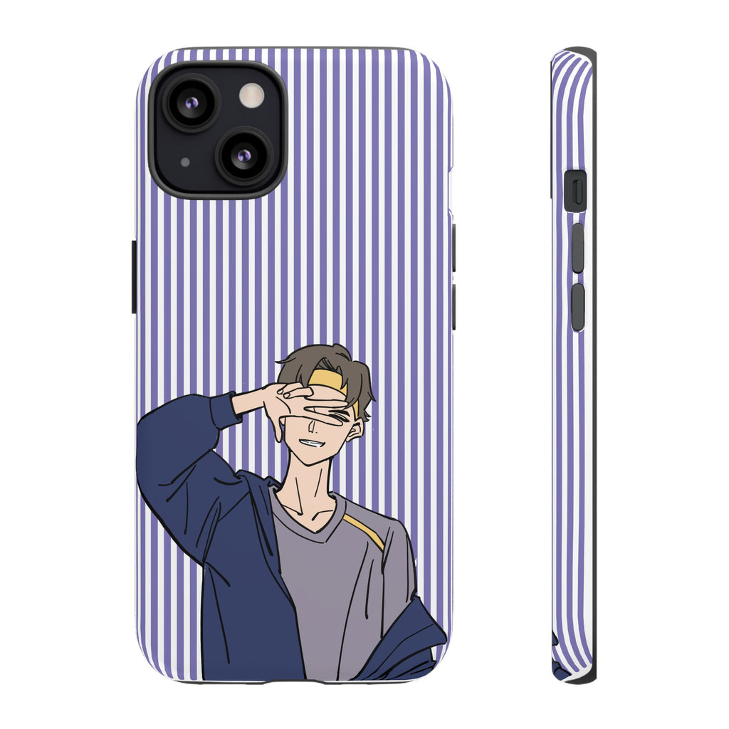 Casual Anime Guy Phone Case | Valentines Day Striped Lines phone case, Purple Stripe Iphone case - Iphone, Samsung and Pixel Mobile cases