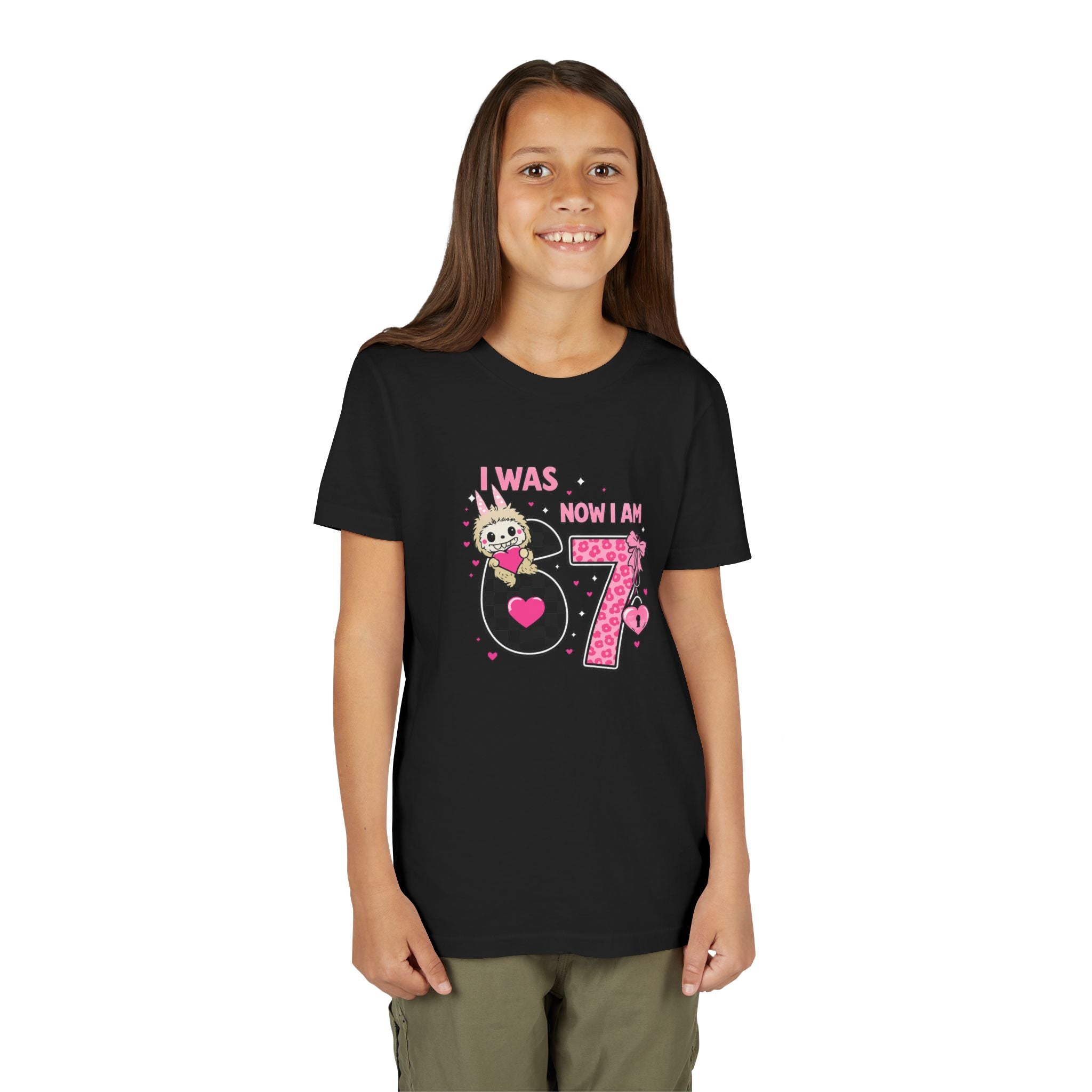 I Was 6 Now I’m 7 Birthday Shirt, January Birthday Girl Tee, Cute Coquette Bunny Bow & Hearts, Kids Toddler Youth Unisex Party Gift