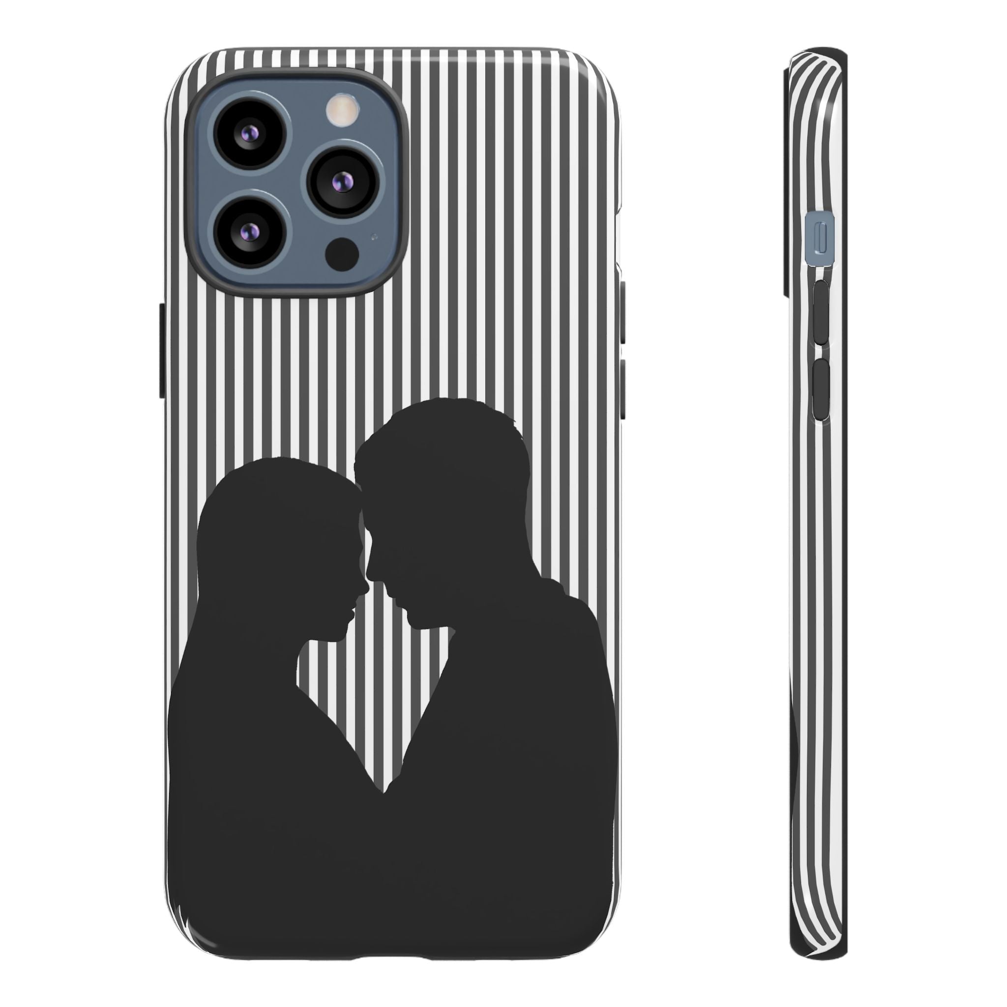 Silhouette Couple Phone Case | Galentines Day Striped Black and white phone case, Stripe Iphone case - Iphone, Samsung and Pixel Mobile case