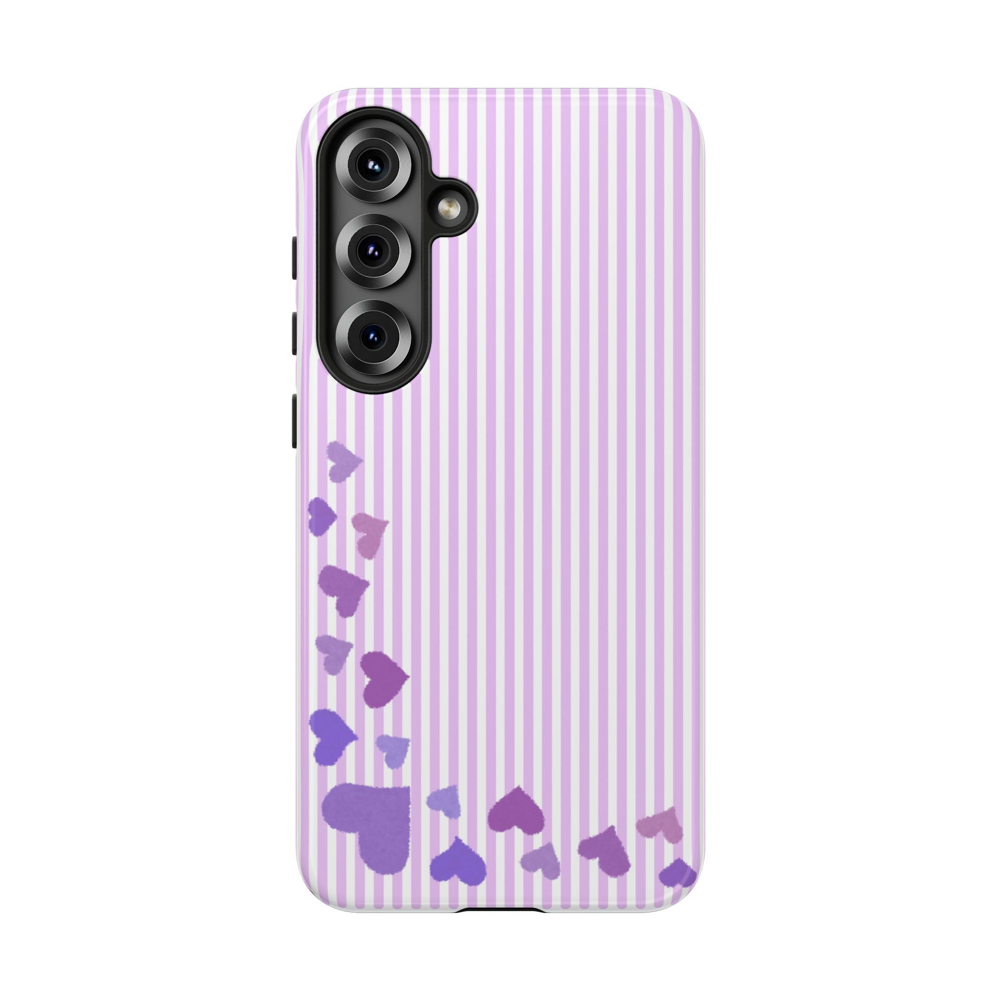 Valentines Day Striped hearts phone case, Purple Heart Floral Stripe Iphone case | Tough Cases - Iphone, Samsung and Pixel Mobile cases