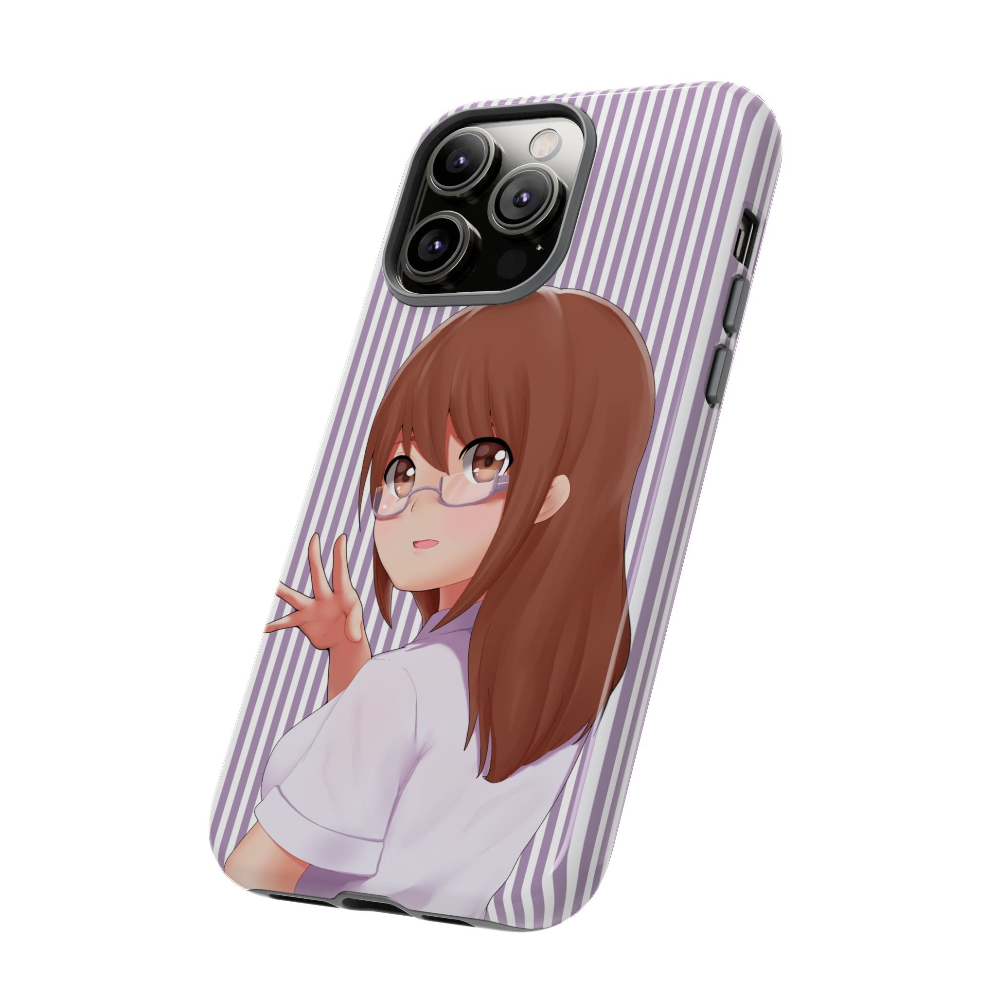 Galentines Day Striped lines mobile case, Glasses Anime Girl Stripe Iphone case | Tough Cases - Iphone, Samsung and Pixel Mobile cases