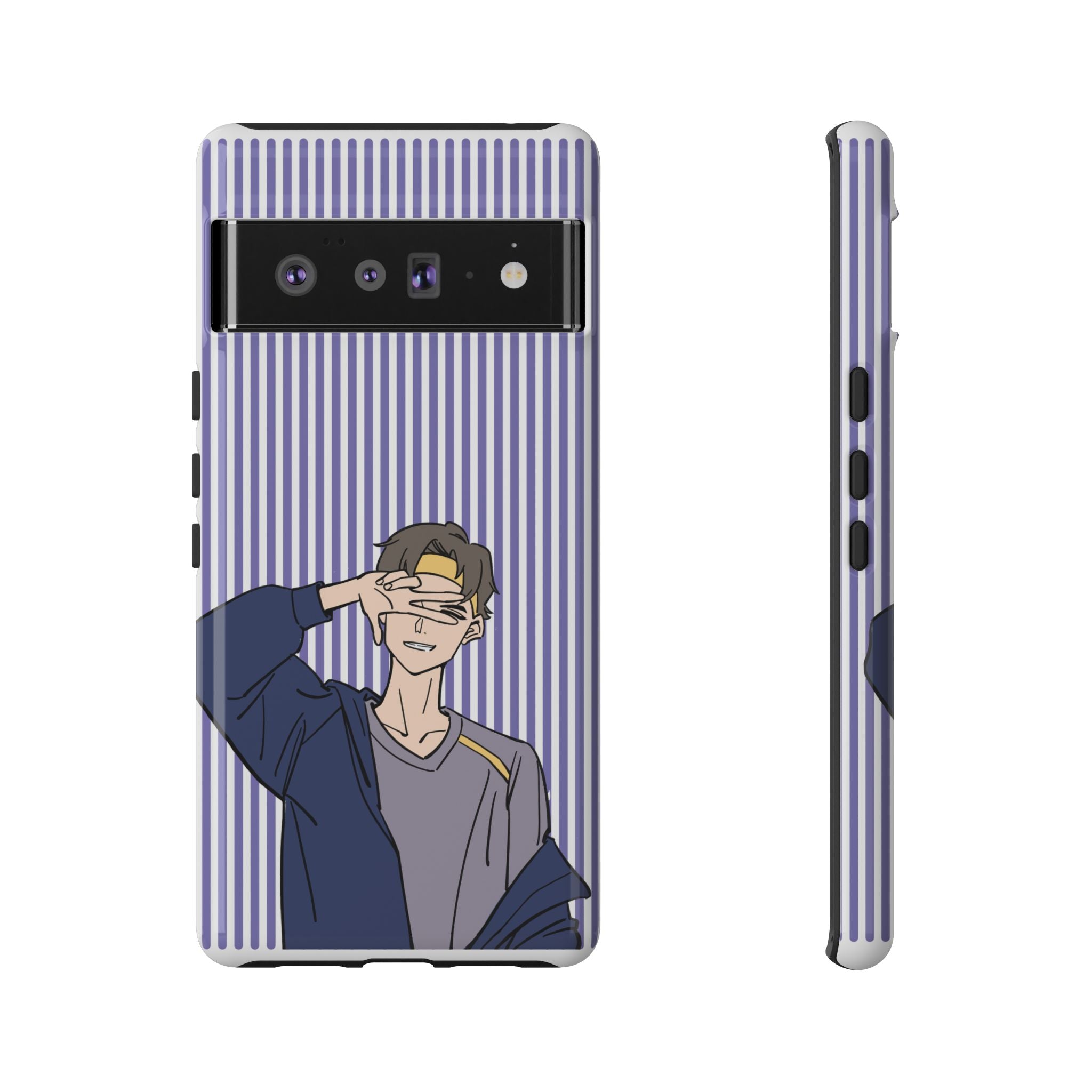 Casual Anime Guy Phone Case | Valentines Day Striped Lines phone case, Purple Stripe Iphone case - Iphone, Samsung and Pixel Mobile cases