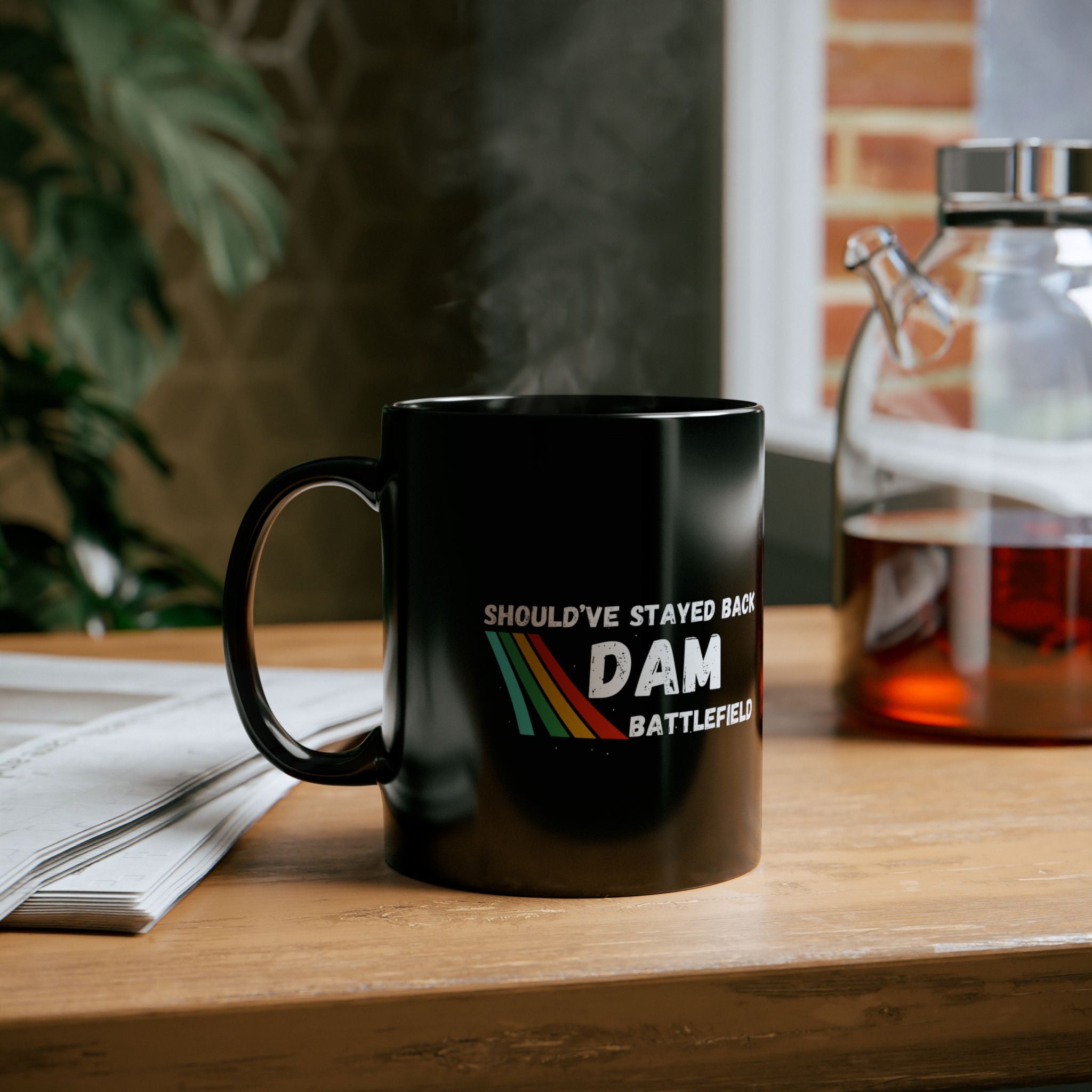 Shouldve Stayed Back Dam Battlefield Mug, Funny Gamer Coffee Mug 11oz 15oz, Arc Raider's Inspired Mug, Retro Rainbow Gaming Gift for Brother
