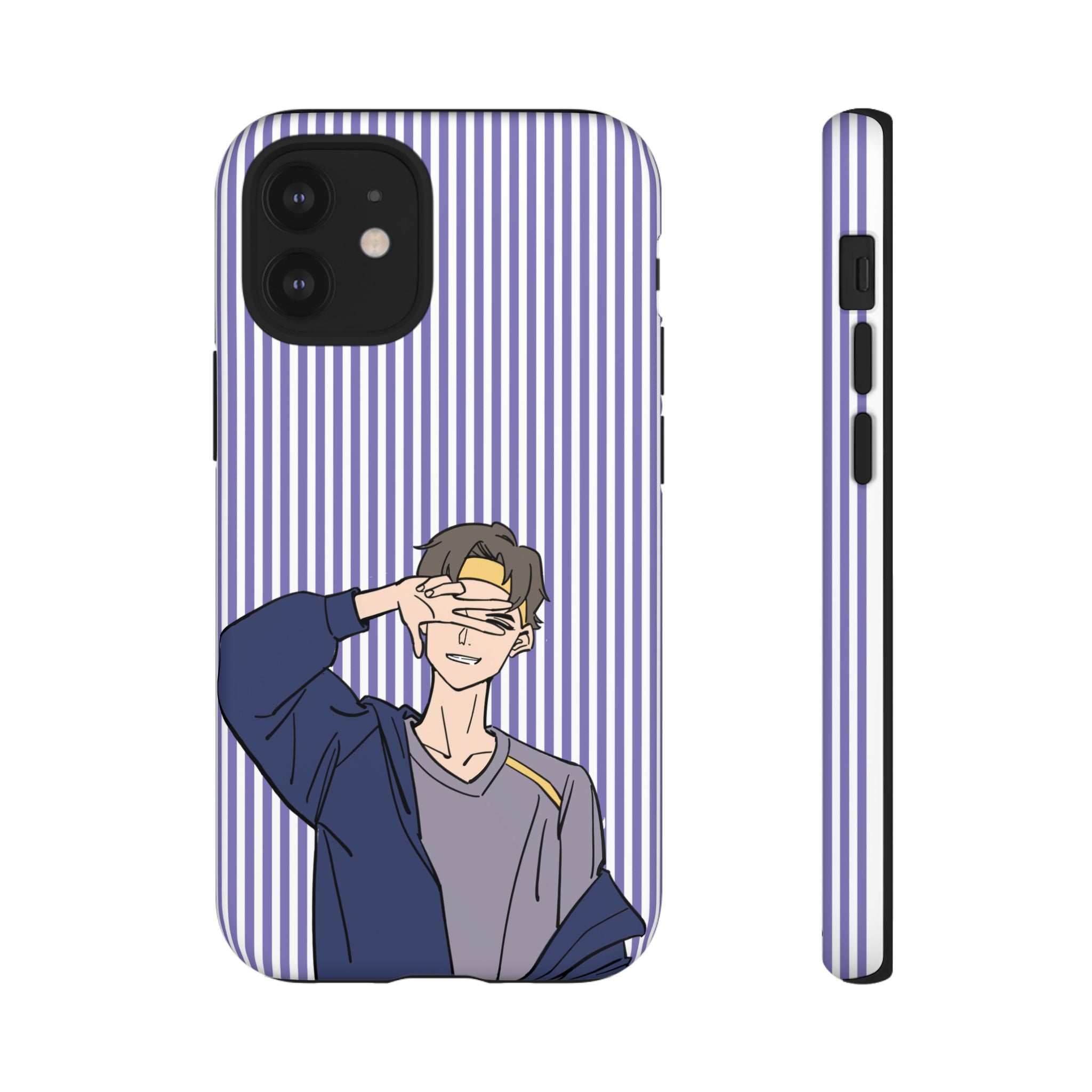 Casual Anime Guy Phone Case | Valentines Day Striped Lines phone case, Purple Stripe Iphone case - Iphone, Samsung and Pixel Mobile cases