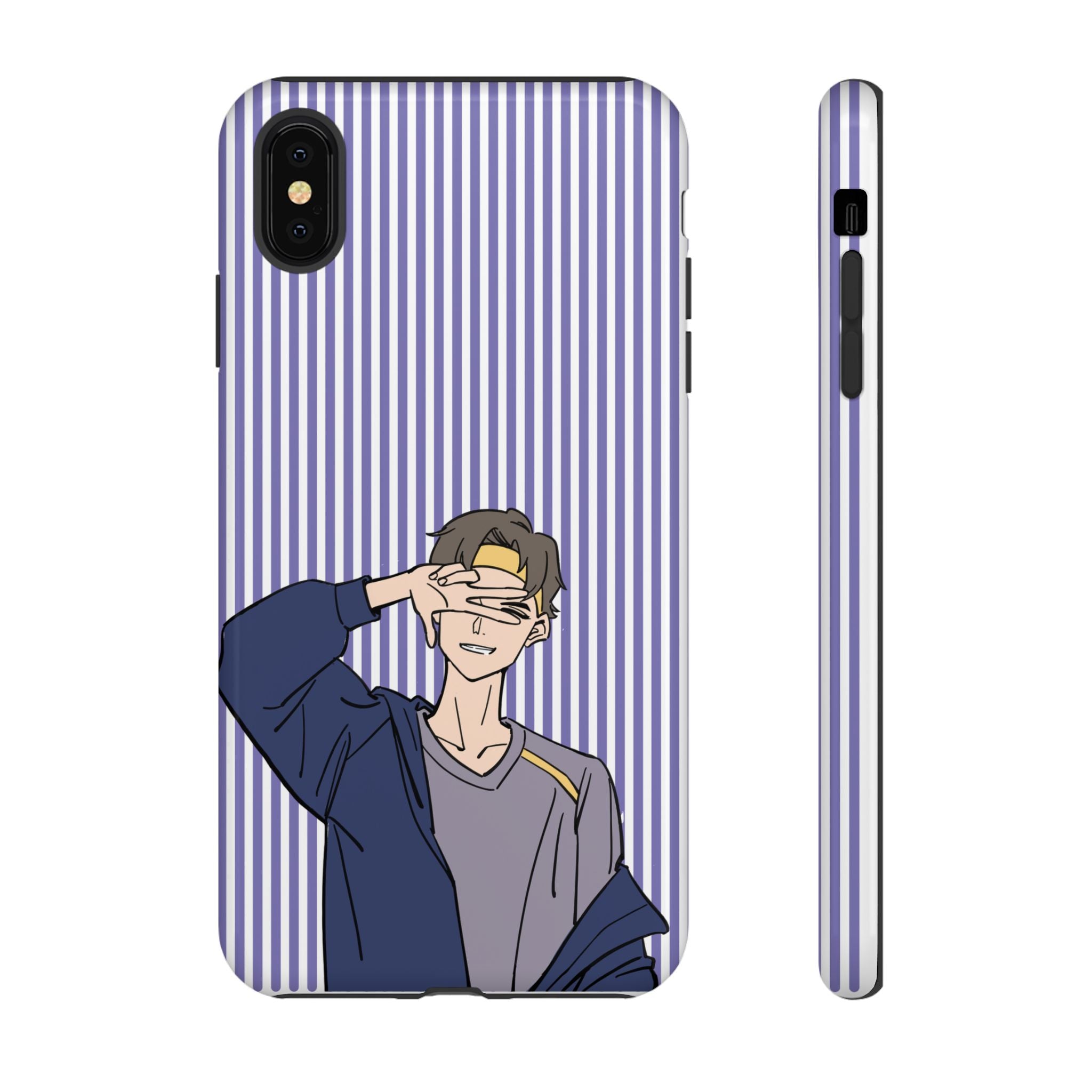 Casual Anime Guy Phone Case | Valentines Day Striped Lines phone case, Purple Stripe Iphone case - Iphone, Samsung and Pixel Mobile cases