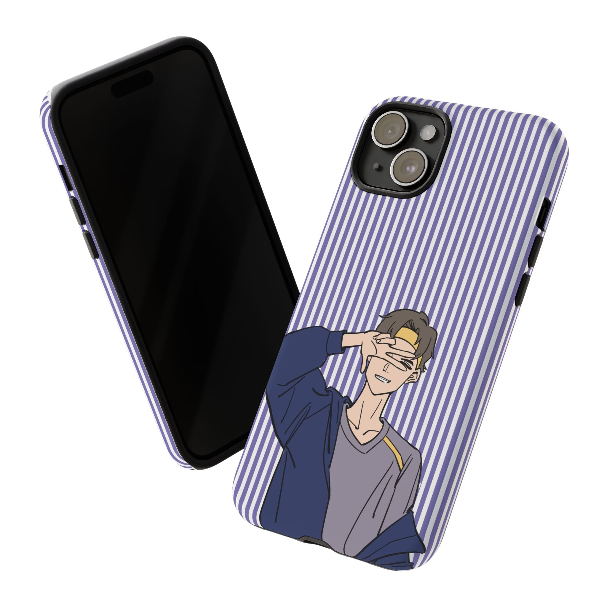 Casual Anime Guy Phone Case | Valentines Day Striped Lines phone case, Purple Stripe Iphone case - Iphone, Samsung and Pixel Mobile cases