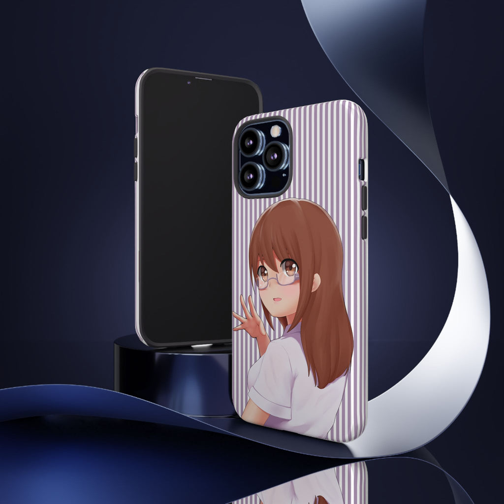 Galentines Day Striped lines mobile case, Glasses Anime Girl Stripe Iphone case | Tough Cases - Iphone, Samsung and Pixel Mobile cases