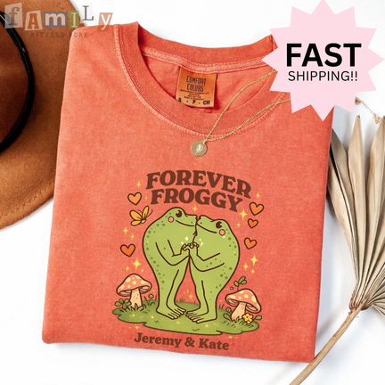 Custom Frog Couple Shirt | Forever Froggy T-Shirt | Personalized Names Tee | Cute Valentine Gift for Couples | Anniversary Shirt