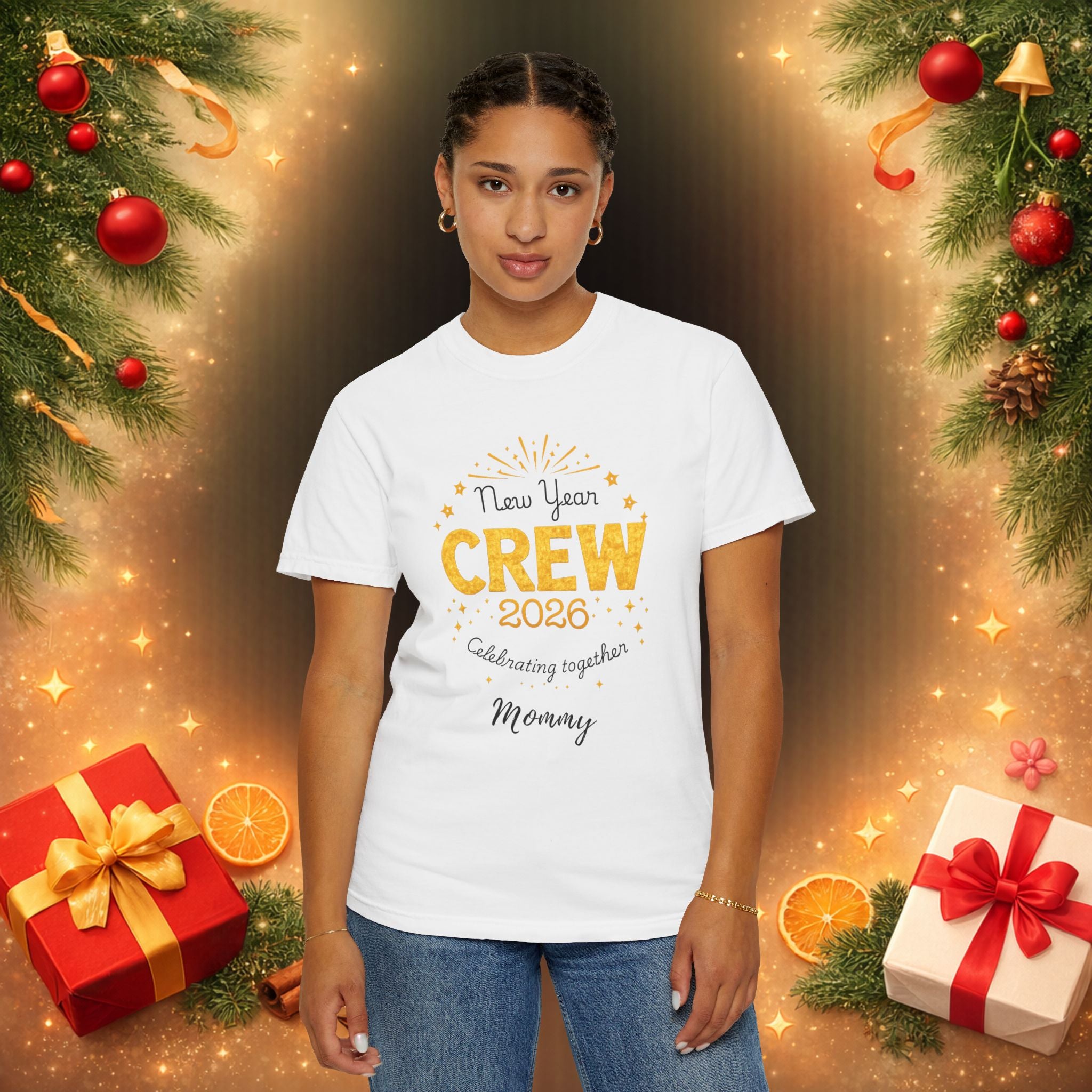 Custom 2026 New Year Family Crew Shirts, Personalized Names, Matching Holiday Tee for Christmas & New Year’s Eve
