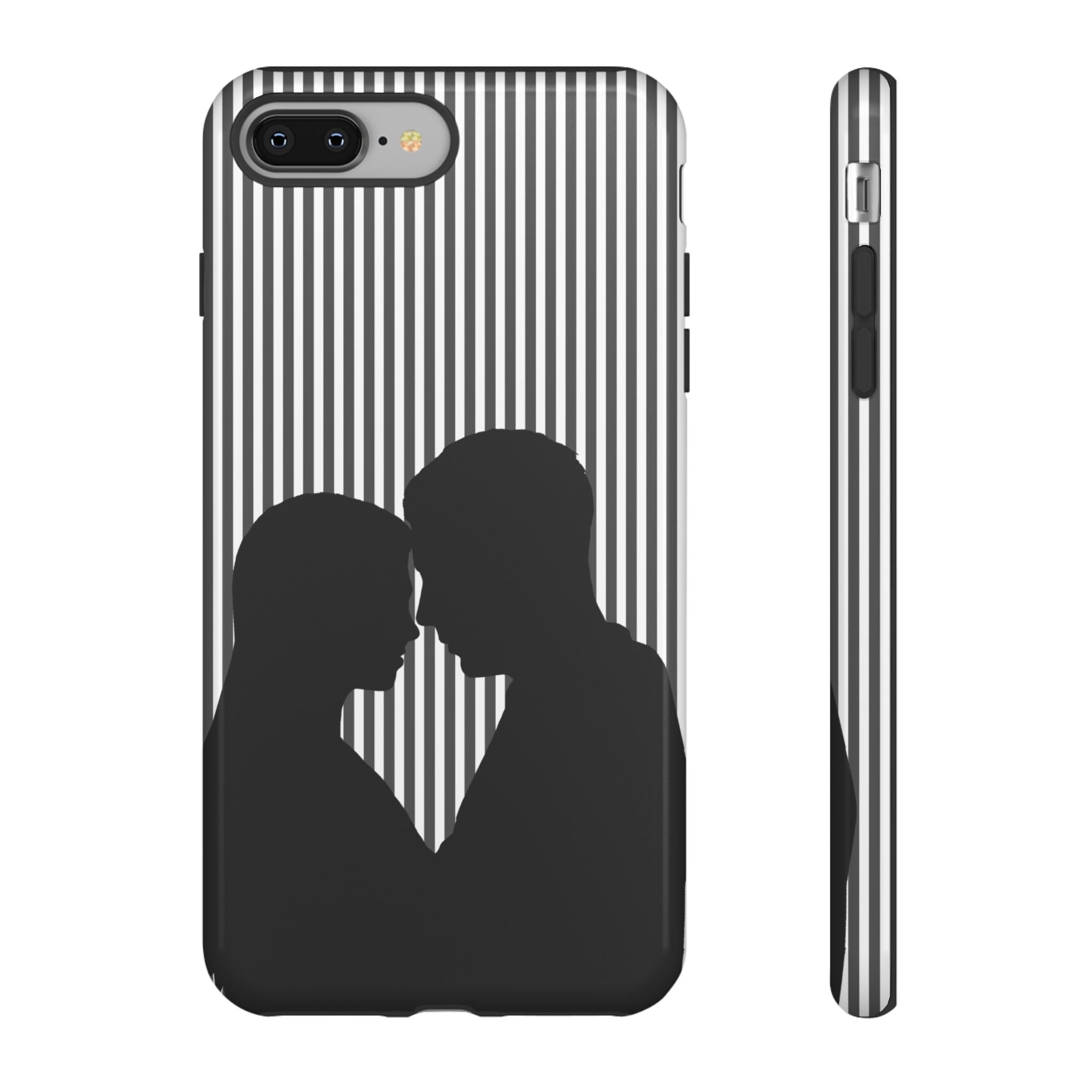 Silhouette Couple Phone Case | Galentines Day Striped Black and white phone case, Stripe Iphone case - Iphone, Samsung and Pixel Mobile case