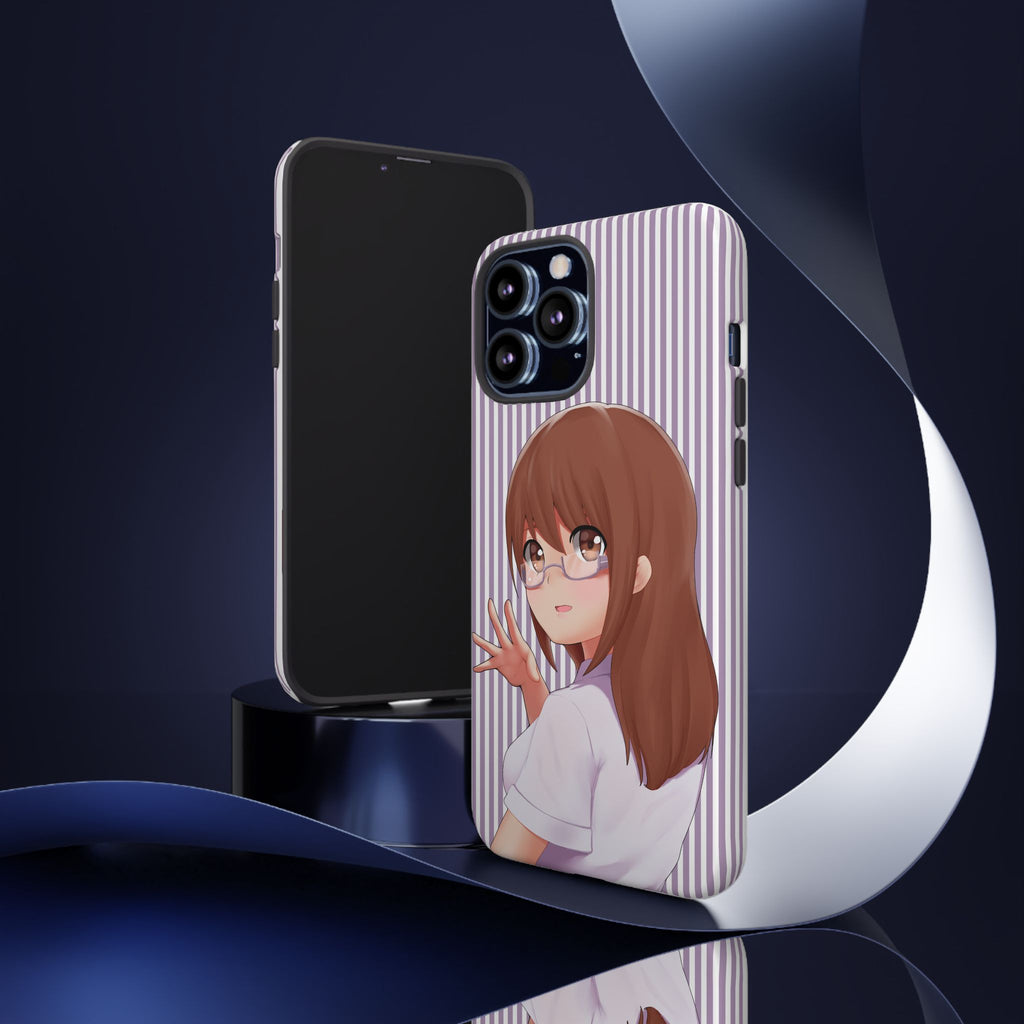 Galentines Day Striped lines mobile case, Glasses Anime Girl Stripe Iphone case | Tough Cases - Iphone, Samsung and Pixel Mobile cases
