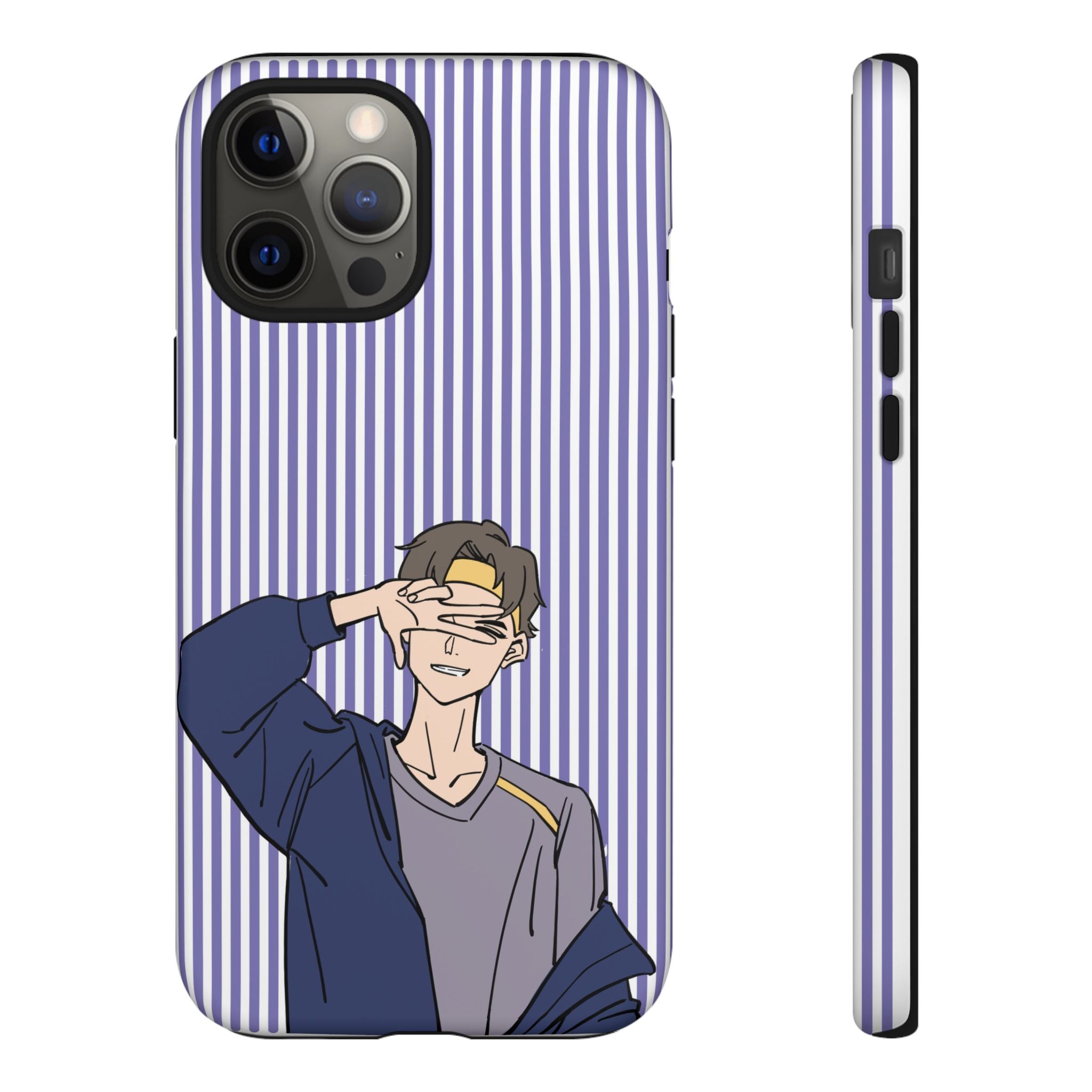 Casual Anime Guy Phone Case | Valentines Day Striped Lines phone case, Purple Stripe Iphone case - Iphone, Samsung and Pixel Mobile cases